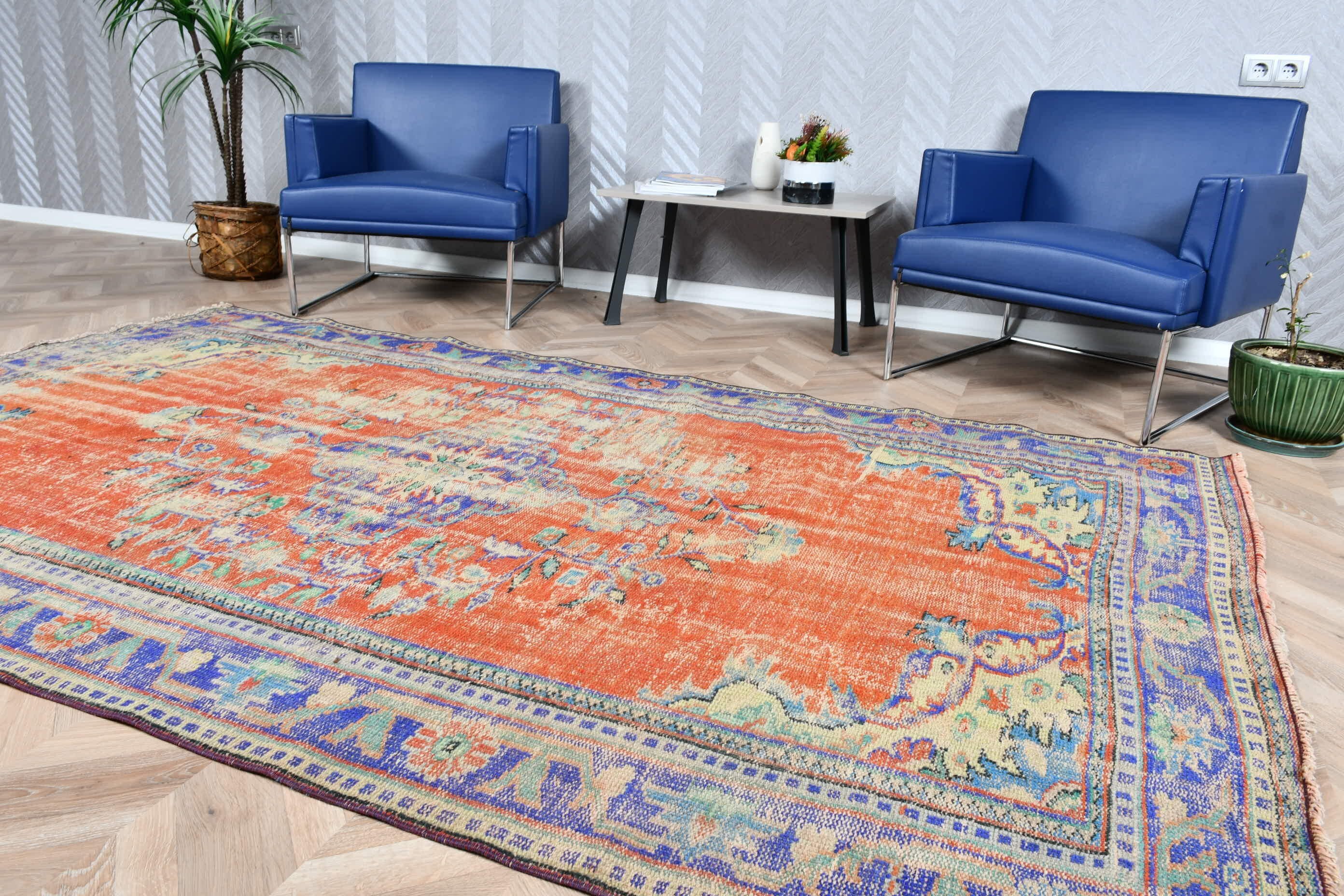 Rugs for Dining Room, Turkish Rugs, Vintage Rugs, Red Antique Rug, Oriental Rug, Bedroom Rugs, 5.4x9.3 ft Large Rug, Dining Room Rug