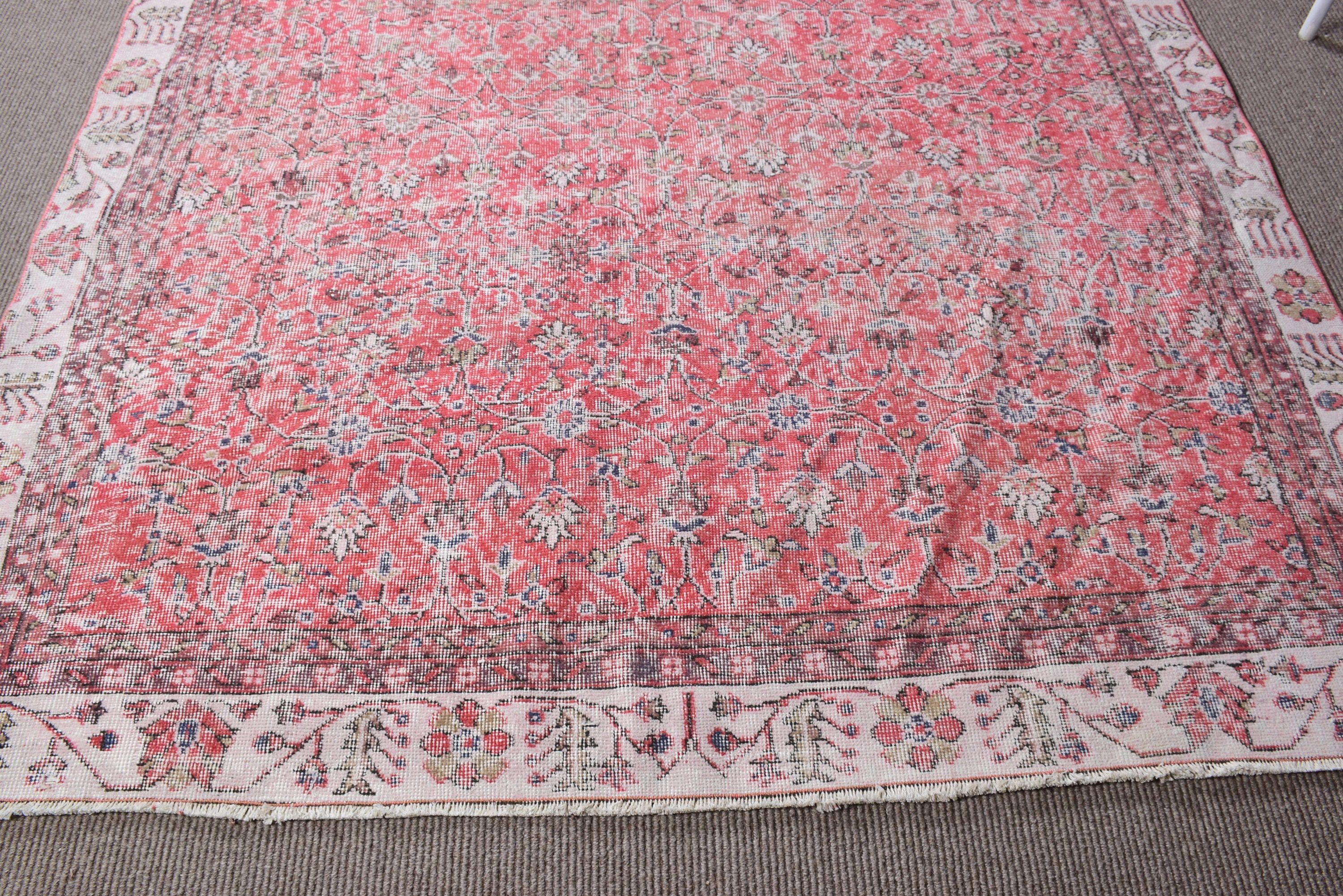 Bej Yer Halısı, Sessiz Halılar, Vintage Halı, Oturma Odası Halısı, 6.5x9.6 ft Büyük Halı, Salon Halıları, Mutfak Halıları, Türk Halısı, Ev Dekor Halıları