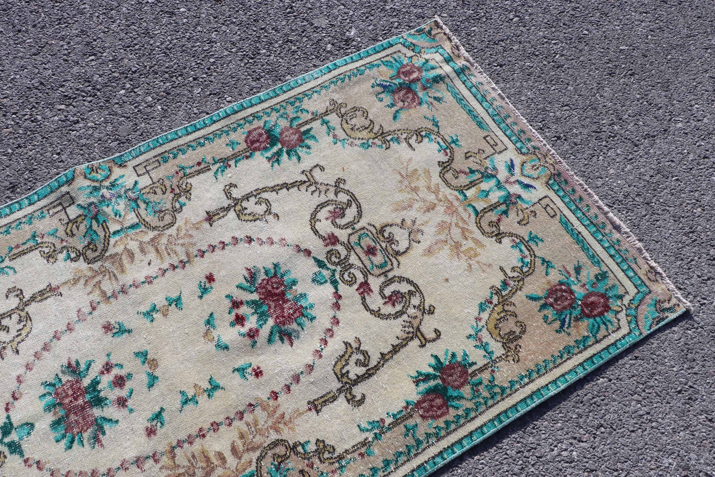 Rugs for Kitchen, Floor Rug, Entry Rug, Turkish Rug, Bedroom Rugs, Office Rugs, 3.1x6.8 ft Accent Rugs, Blue Antique Rug, Vintage Rugs