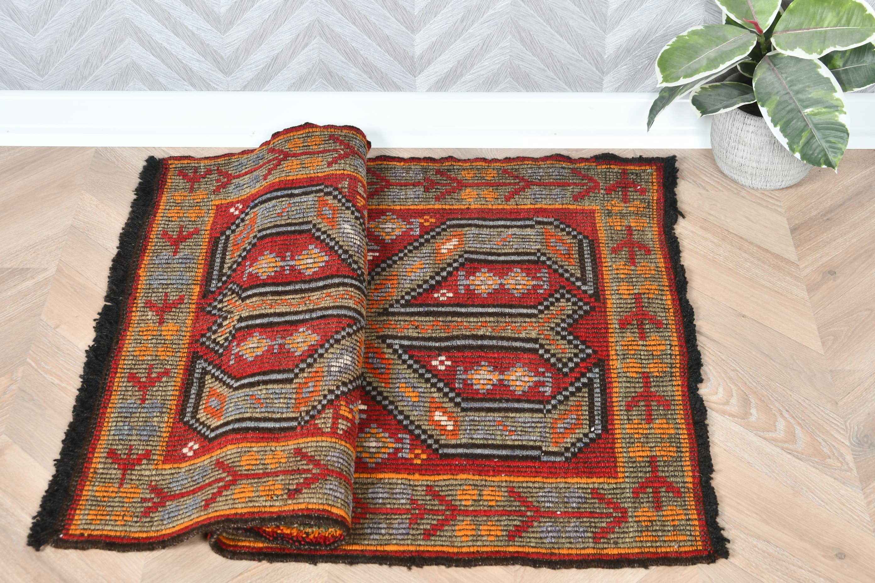 Wall Hanging Rug, Vintage Rug, Red Moroccan Rug, Boho Rug, Turkish Rug, Floor Rug, 2.4x3.3 ft Small Rug, Bedroom Rugs, Bathroom Rugs