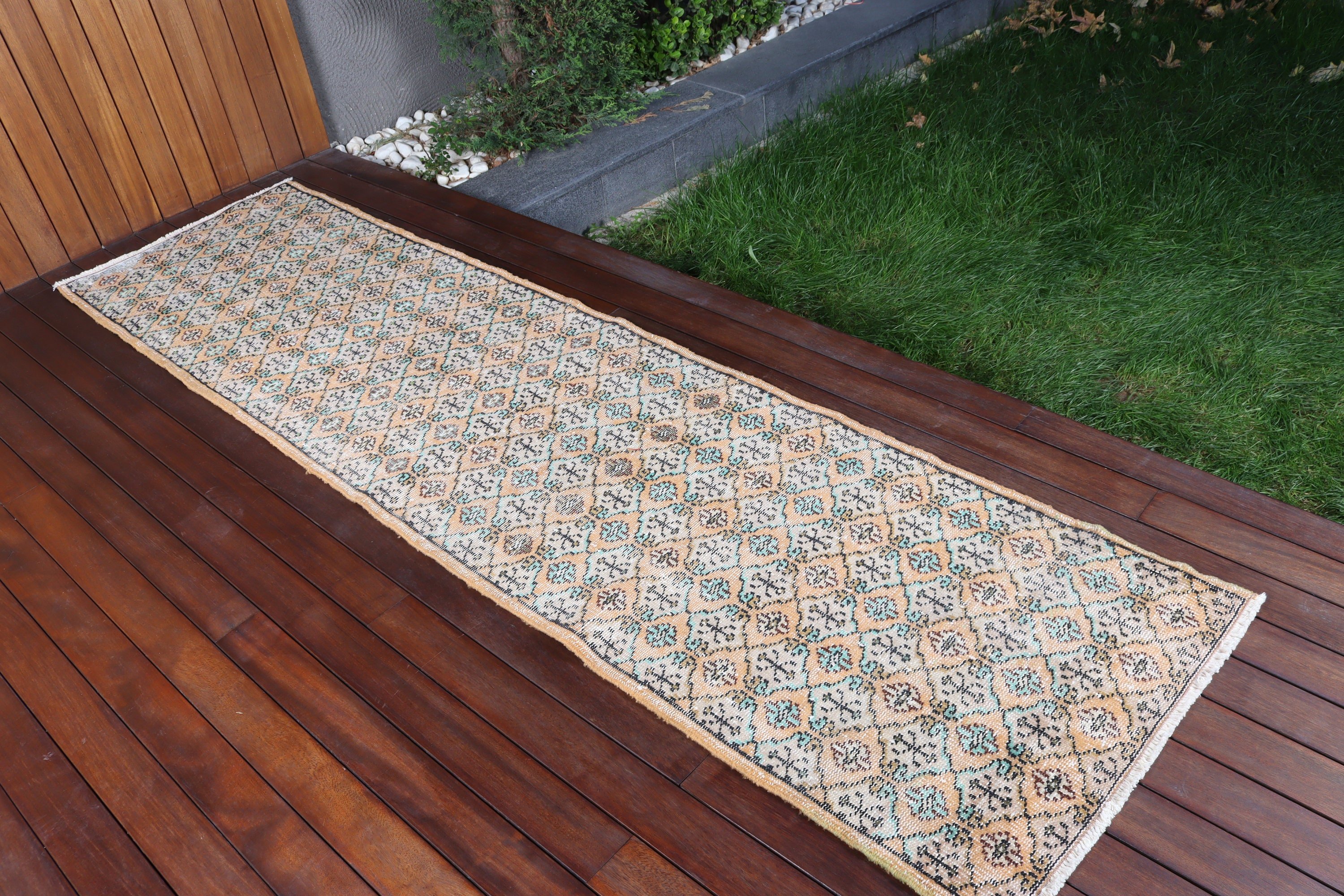 Uzun Yolluk Halıları, 2.4x9.1 ft Runner Halısı, Turuncu Ev Dekorasyonu Halıları, Vintage Halılar, Boho Halıları, Yün Halıları, Vintage Runner Halıları, Türk Halıları