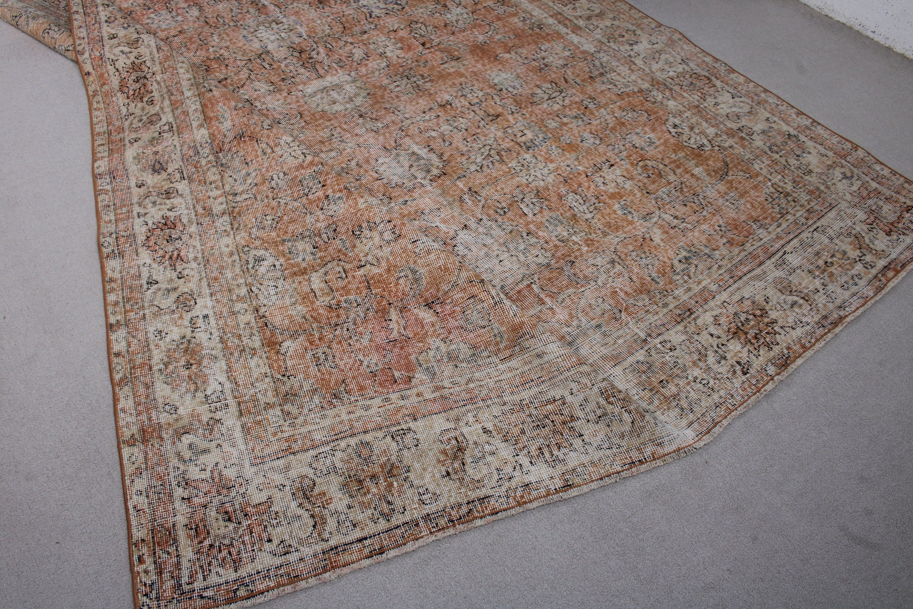 Açıklama Halısı, Büyük Oushak Halıları, Fas Halıları, Oturma Odası Halıları, Türk Halısı, Bej Düz Dokuma Halıları, 6,9x10,1 ft Büyük Halı, Vintage Halılar