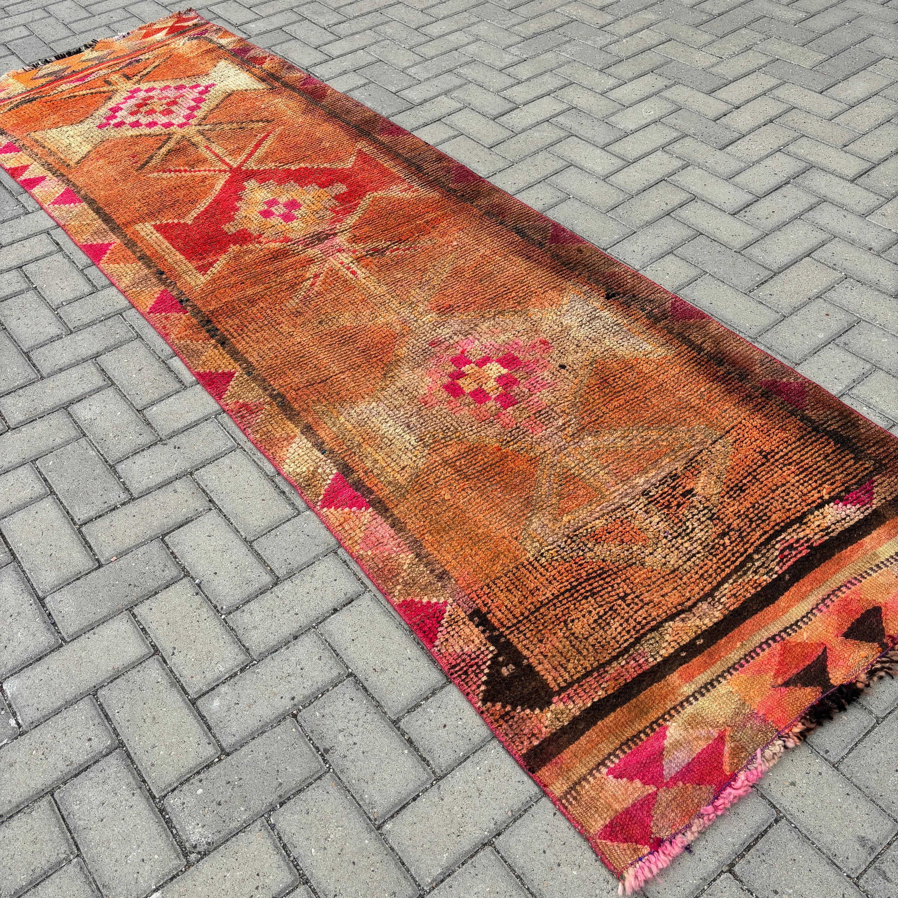 Turkish Rug, Stair Runner Rug Rugs, Bedroom Rugs, Anatolian Rug, Vintage Rug, 2.9x8.9 ft Runner Rug, Orange Bedroom Rug, Corridor Rugs