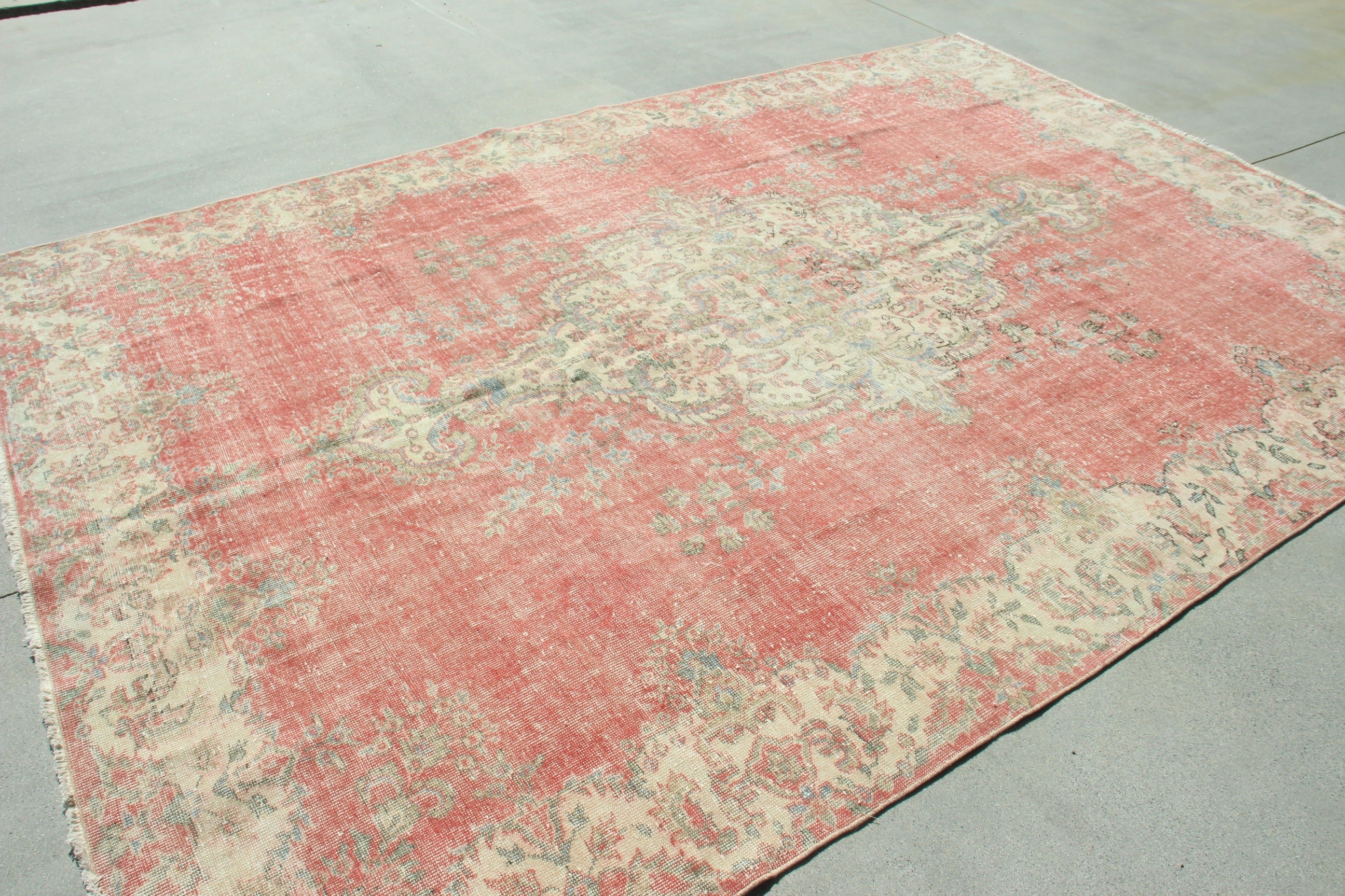 Moroccan Rugs, Handwoven Rug, Red Floor Rug, Oversize Turkish Rug, Living Room Rugs, 7.3x10.7 ft Oversize Rug, Turkish Rug, Vintage Rugs