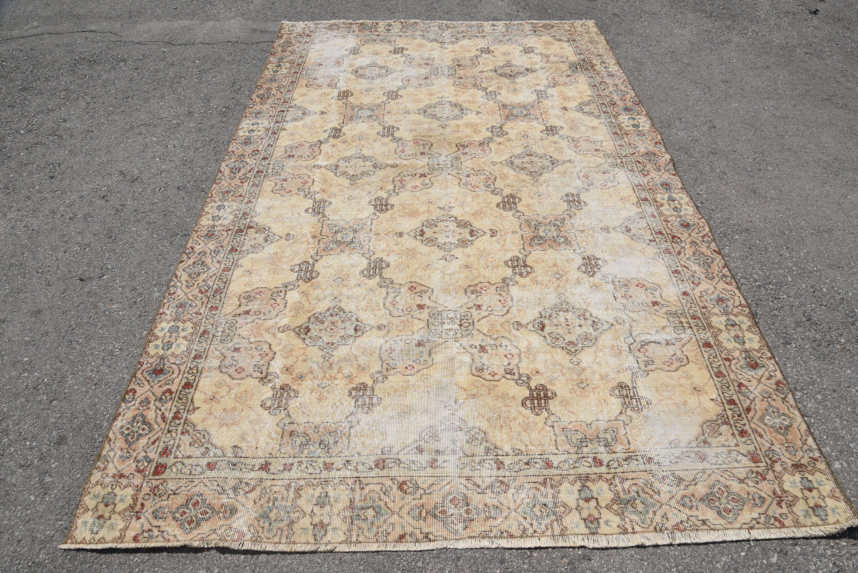 Fas Halısı, Salon Halısı, Türk Halısı, Yemek Odası Halıları, Oushak Halısı, Vintage Halılar, Oturma Odası Halısı, Eskitilmiş Halı, 6x9.9 ft Büyük Halı