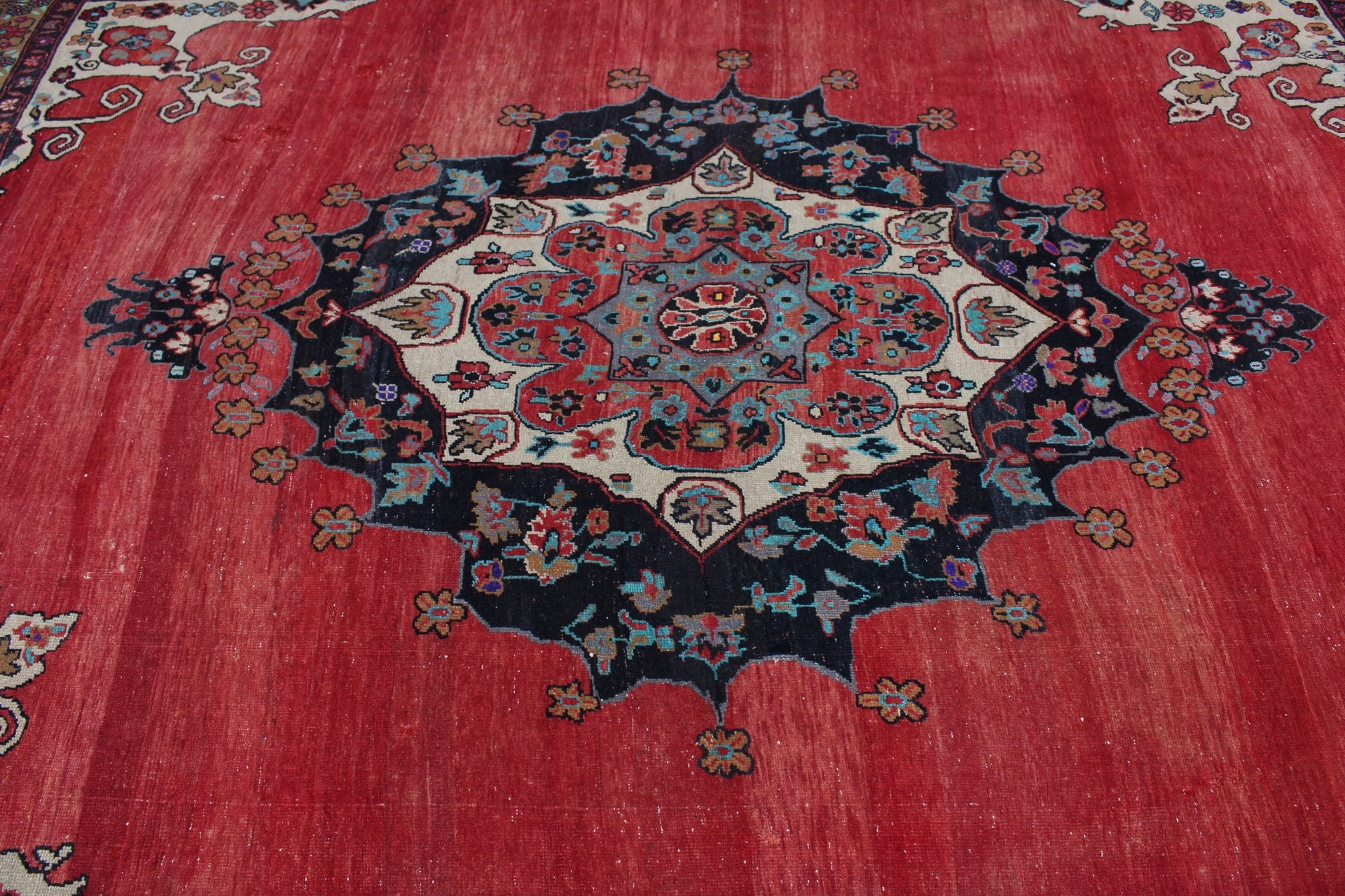 Pastel Rug, Oriental Rugs, Salon Rug, Dining Room Rug, Turkish Rug, Vintage Rug, Red  7.6x10.3 ft Oversize Rug