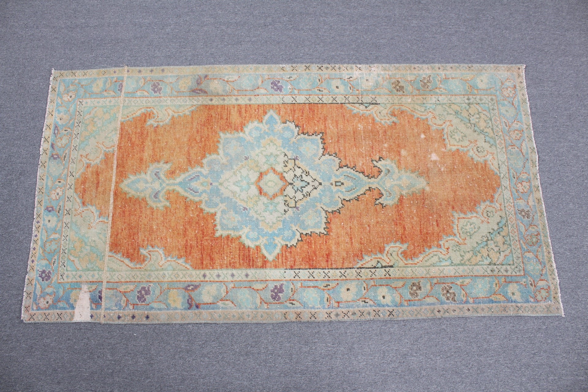 2,9x5,5 ft Aksan Halıları, Turuncu Mutfak Halıları, Çocuk Halısı, Türk Halıları, Giriş Halısı, Sevimli Halılar, Vintage Halı, Fas Halısı, Oryantal Halı