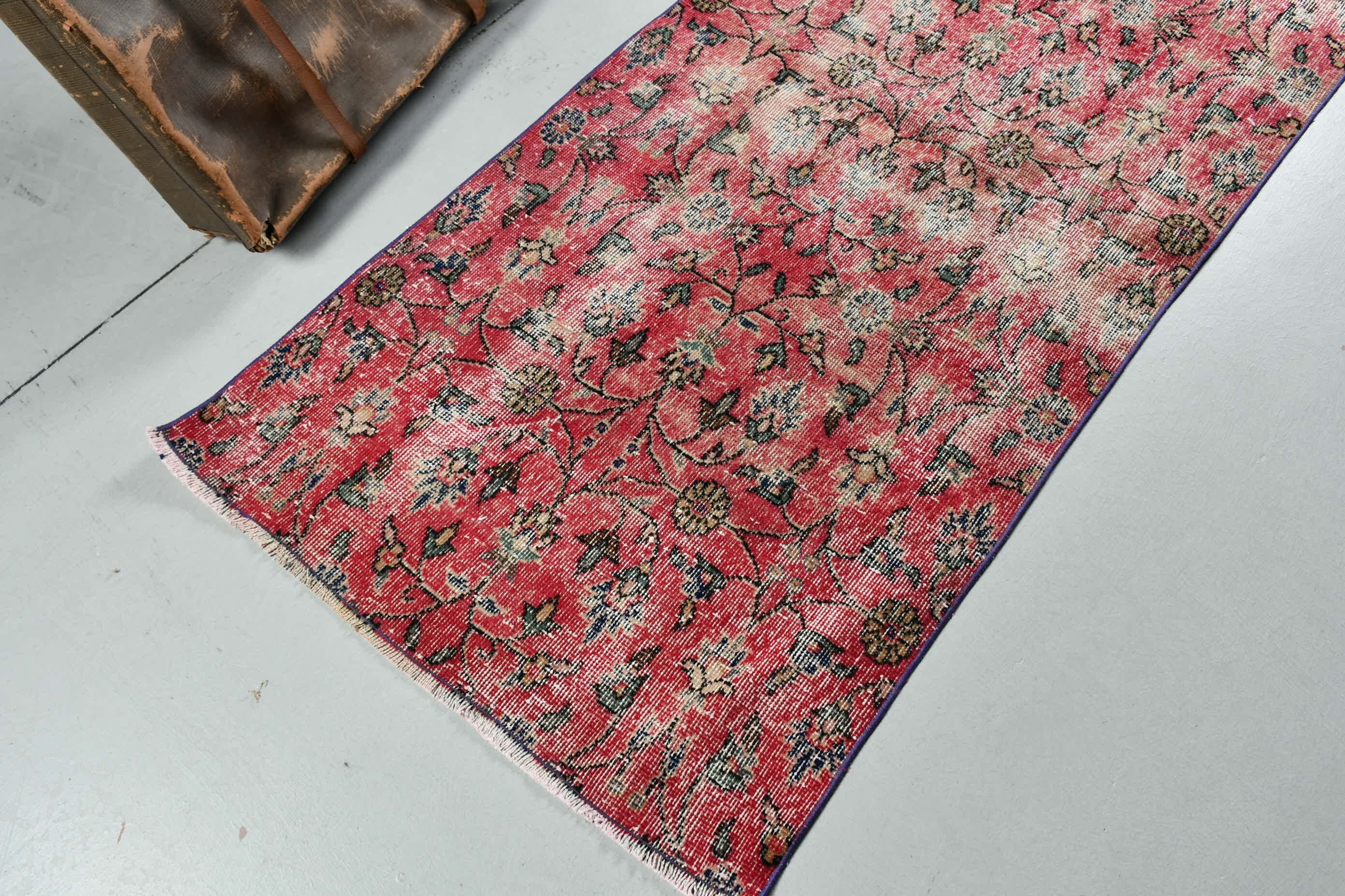 Bedroom Rug, Antique Rug, Entry Rug, Nursery Rugs, Turkish Rugs, Rugs for Bedroom, Vintage Rug, 2.9x6.5 ft Accent Rug, Pink Anatolian Rug