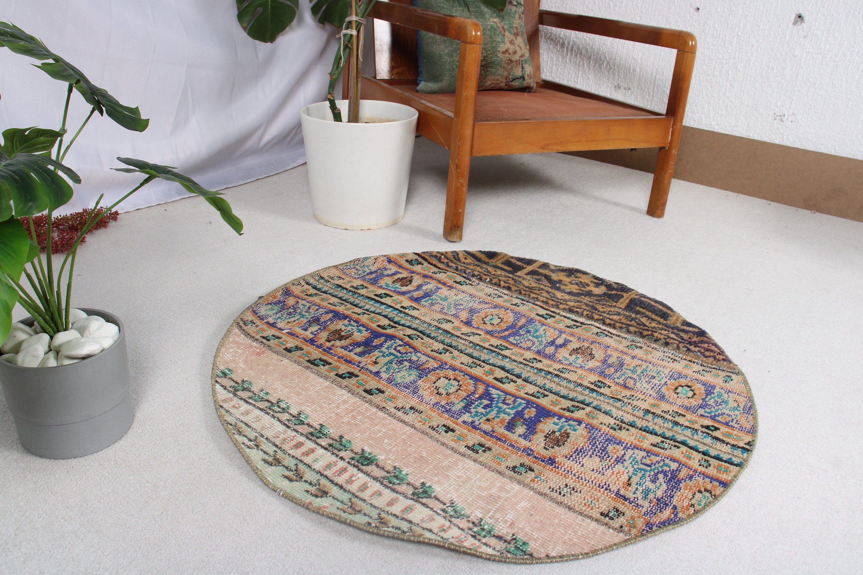 Wall Hanging Rug, Floor Rug, Blue Handwoven Rugs, Turkish Rug, Kitchen Rug, Vintage Rugs, Bedroom Rugs, 3x3 ft Small Rug