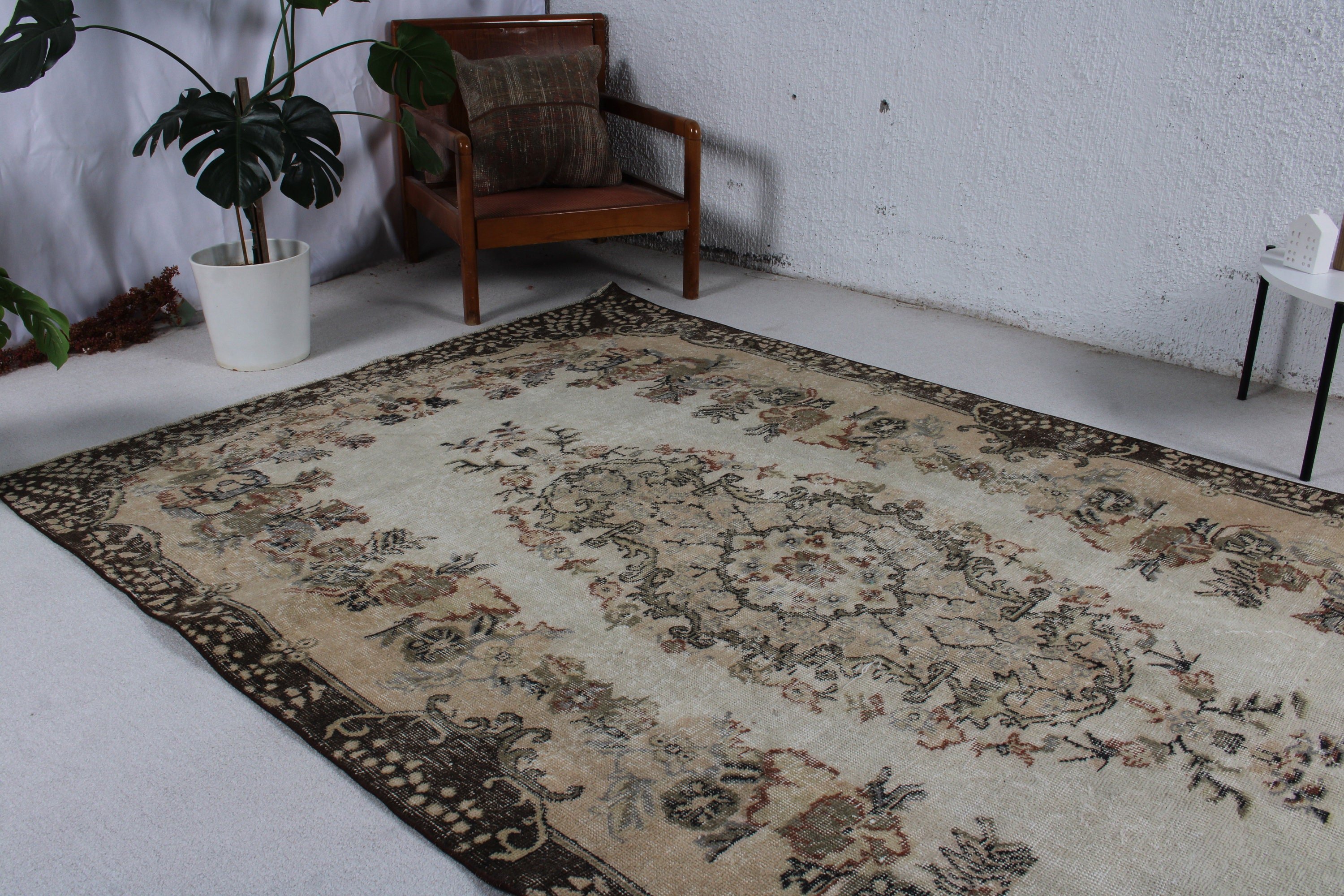 Vintage Halı, Yatak Odası Halısı, Etnik Halılar, Antika Halılar, Bej Oryantal Halılar, 5.7x9.4 ft Büyük Halı, Modern Halı, Türk Halısı, Salon Halısı