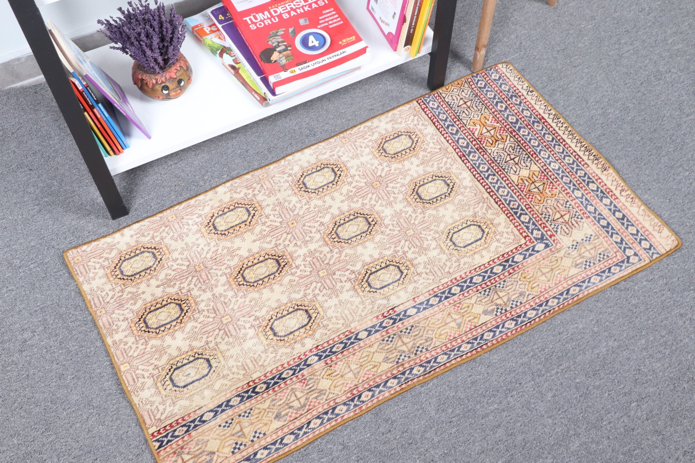 Entry Rugs, Beige  1.7x3.2 ft Small Rugs, Kitchen Rugs, Turkish Rug, Vintage Rug, Bedroom Rugs, Oushak Rug, Aesthetic Rug