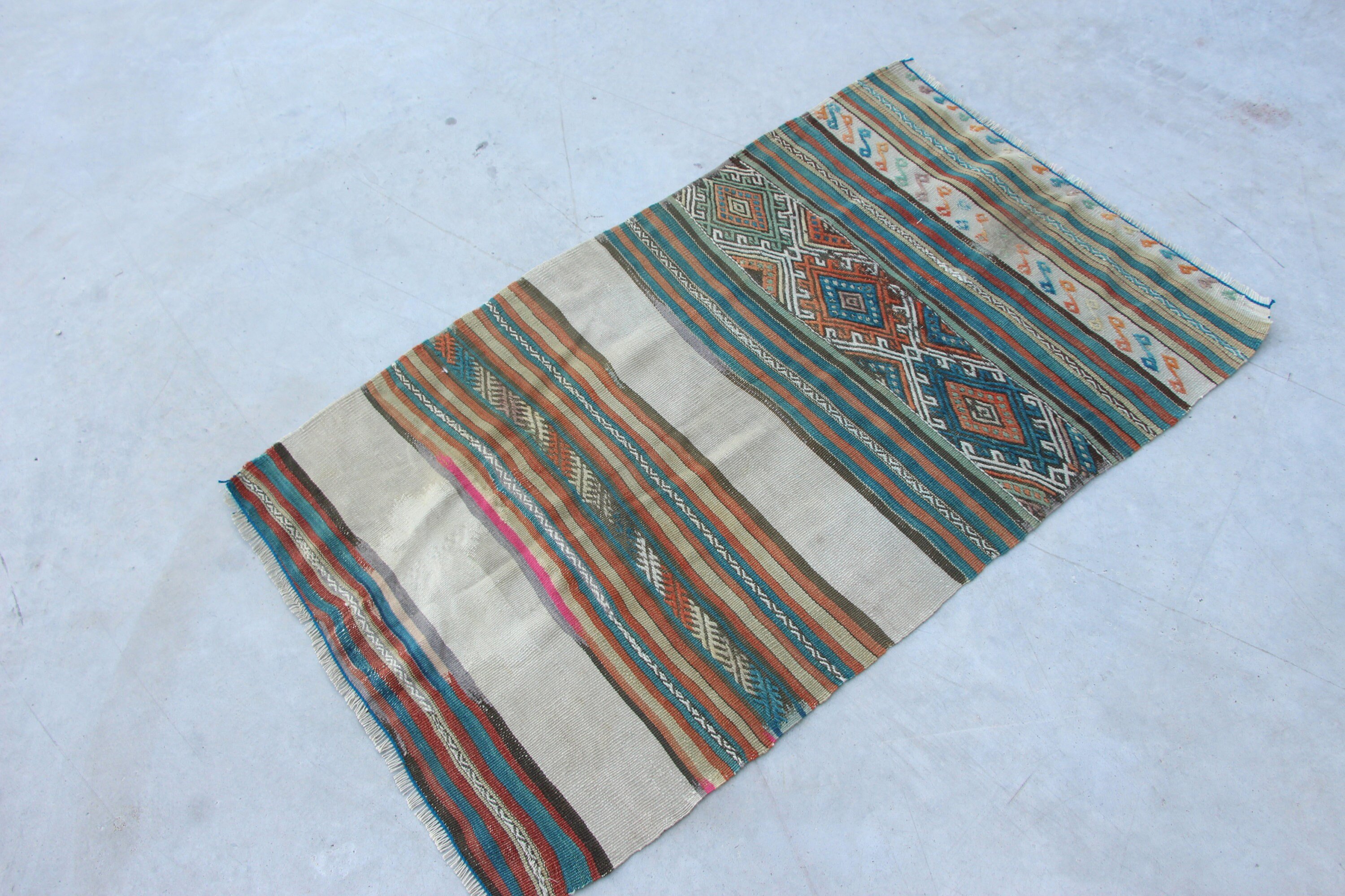 Antika Halı, Yeşil 2.2x3.8 ft Küçük Halı, Fas Halısı, Vintage Halı, Retro Halı, Türk Halısı, Kilim, Kapı Paspas Halıları, Giriş Halısı