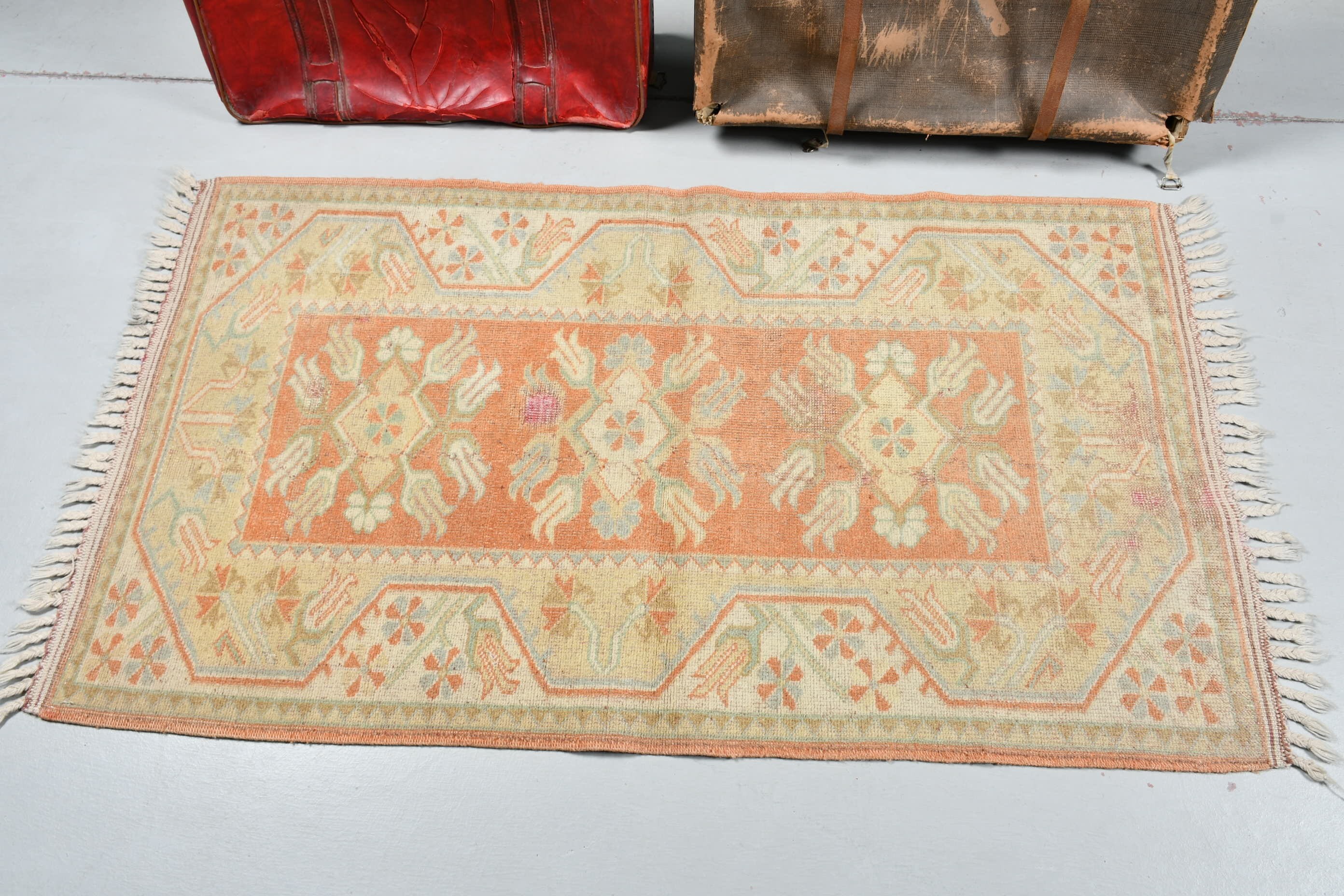 Entry Rugs, Rugs for Entry, 2.7x4.7 ft Small Rugs, Turkish Rug, Kitchen Rug, Orange Moroccan Rugs, Home Decor Rug, Bath Rug, Vintage Rugs