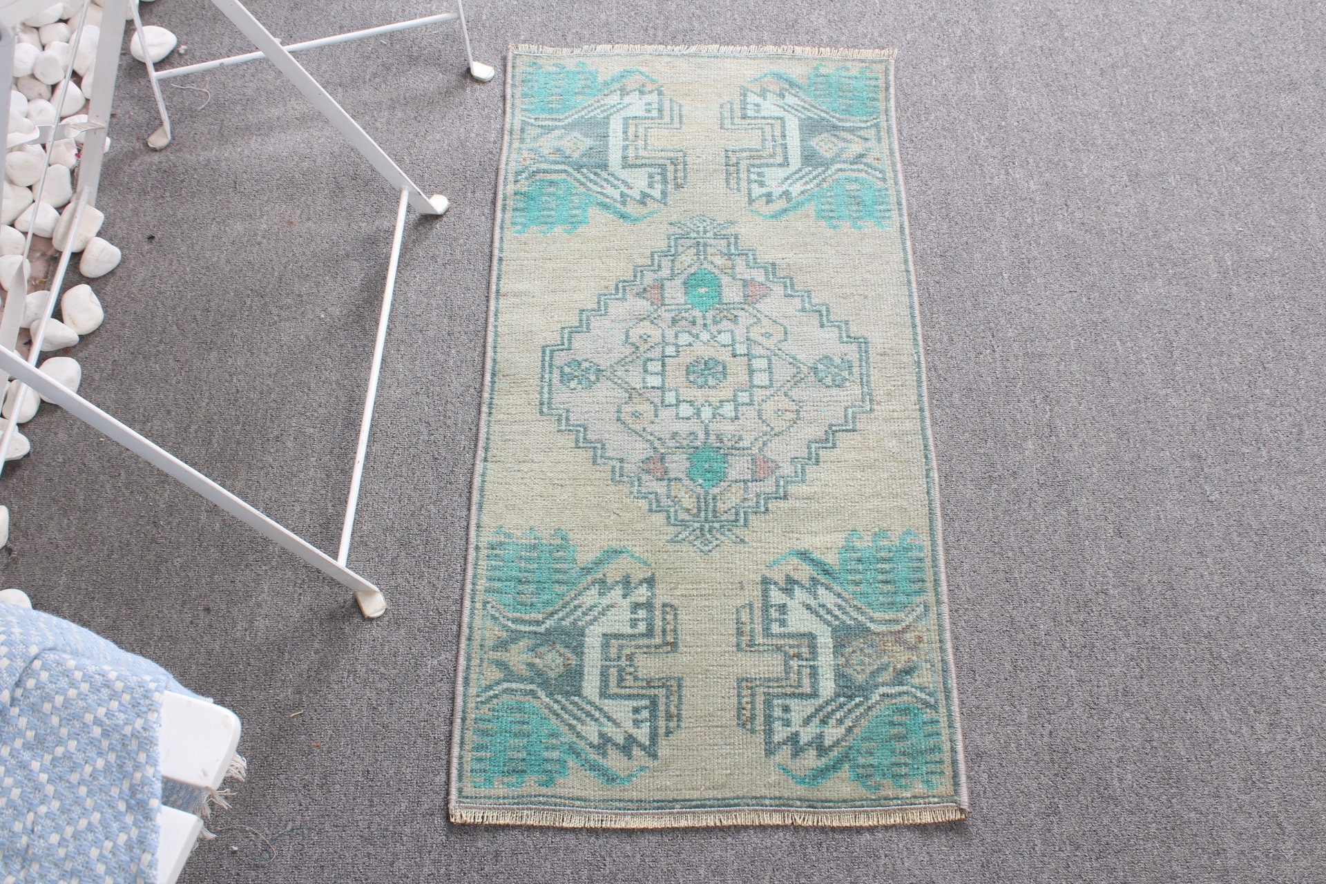 Kapı Paspası Halısı, 1.4x2.8 ft Küçük Halılar, Giriş Halıları, Havalı Halılar, Türk Halısı, Mutfak Halısı, Bej Havalı Halı, Oryantal Halılar, Vintage Halı