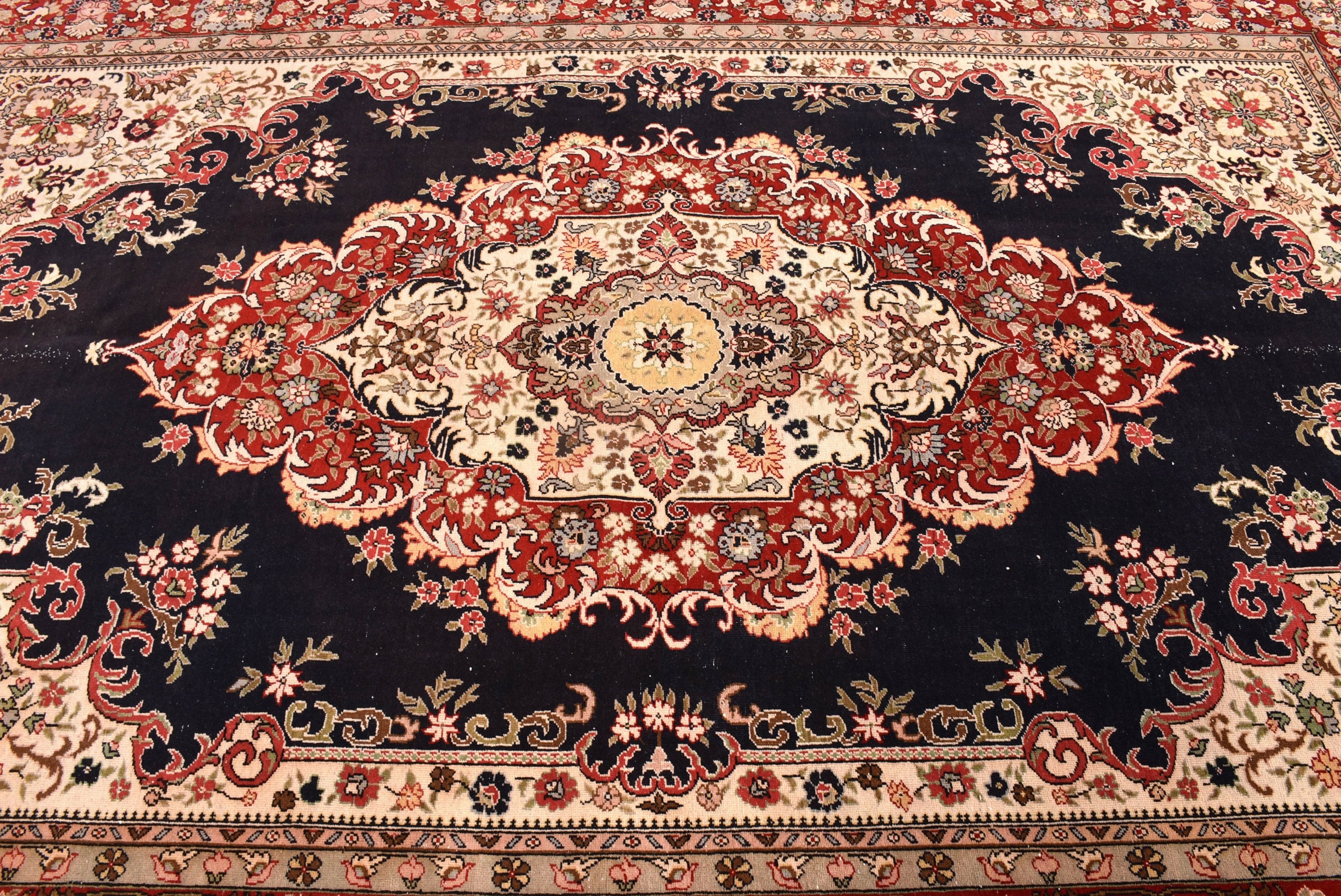 Fas Halısı, Vintage Halılar, Büyük Oushak Halısı, Mavi Yün Halısı, 6.7x10.4 ft Büyük Halısı, Ofis Halısı, Türk Halısı, Oturma Odası Halısı