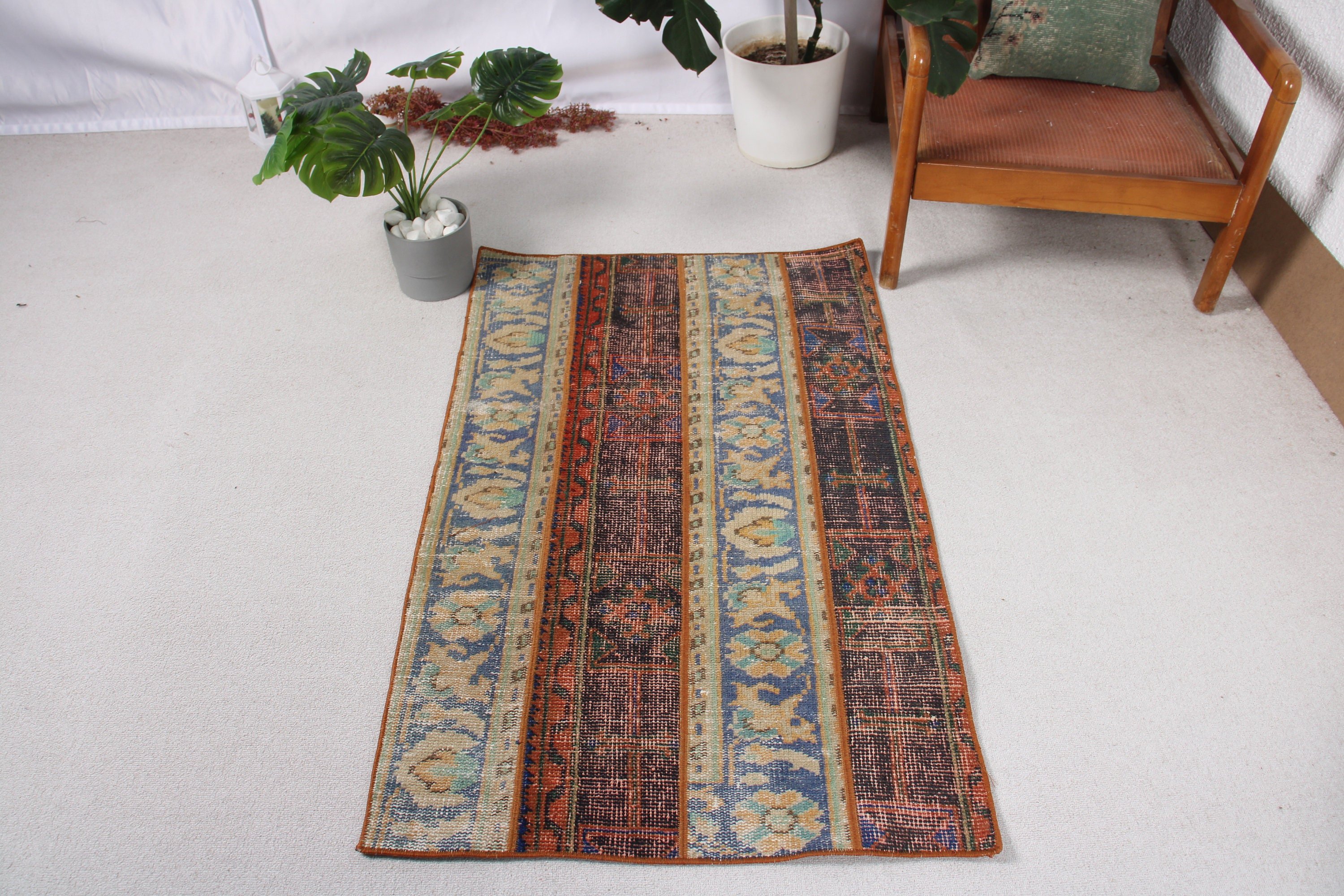 Entry Rug, 2.6x4.3 ft Small Rug, Office Rug, Turkish Rug, Blue Oriental Rug, Flatweave Rug, Vintage Rugs, Geometric Rug, Nursery Rugs