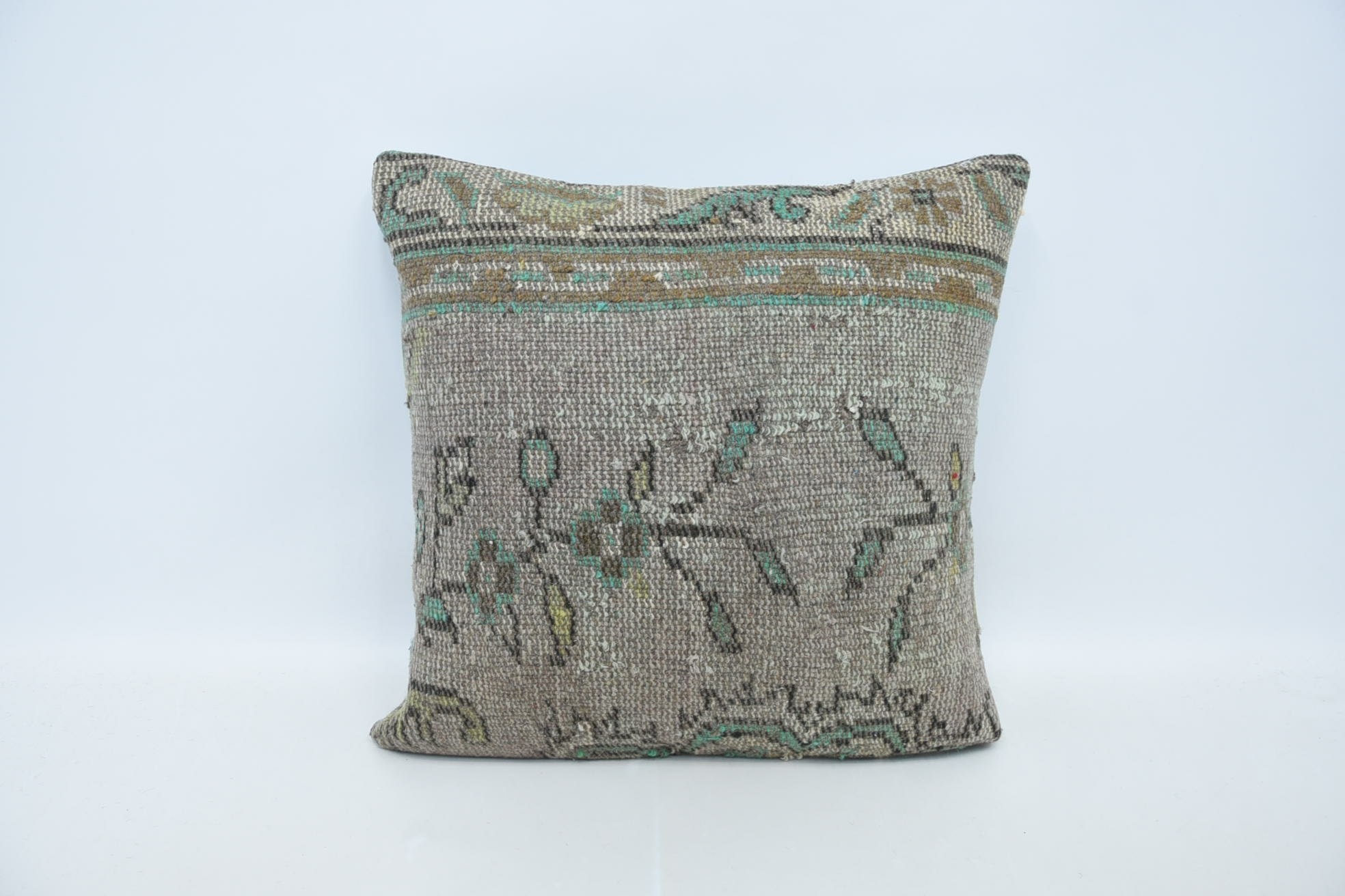Vintage Kilim Pillow, Handwoven Cushion, Handmade Kilim Cushion, Vintage Kilim Throw Pillow, 24"x24" Beige Pillow Sham, Art Deco Cushion