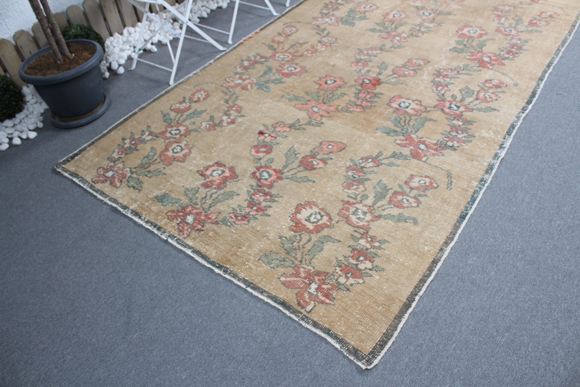 Living Room Rugs, Antique Rug, Vintage Rug, Dining Room Rug, Boho Rug, Turkish Rug, 5.4x9.2 ft Large Rug, Brown Oushak Rug