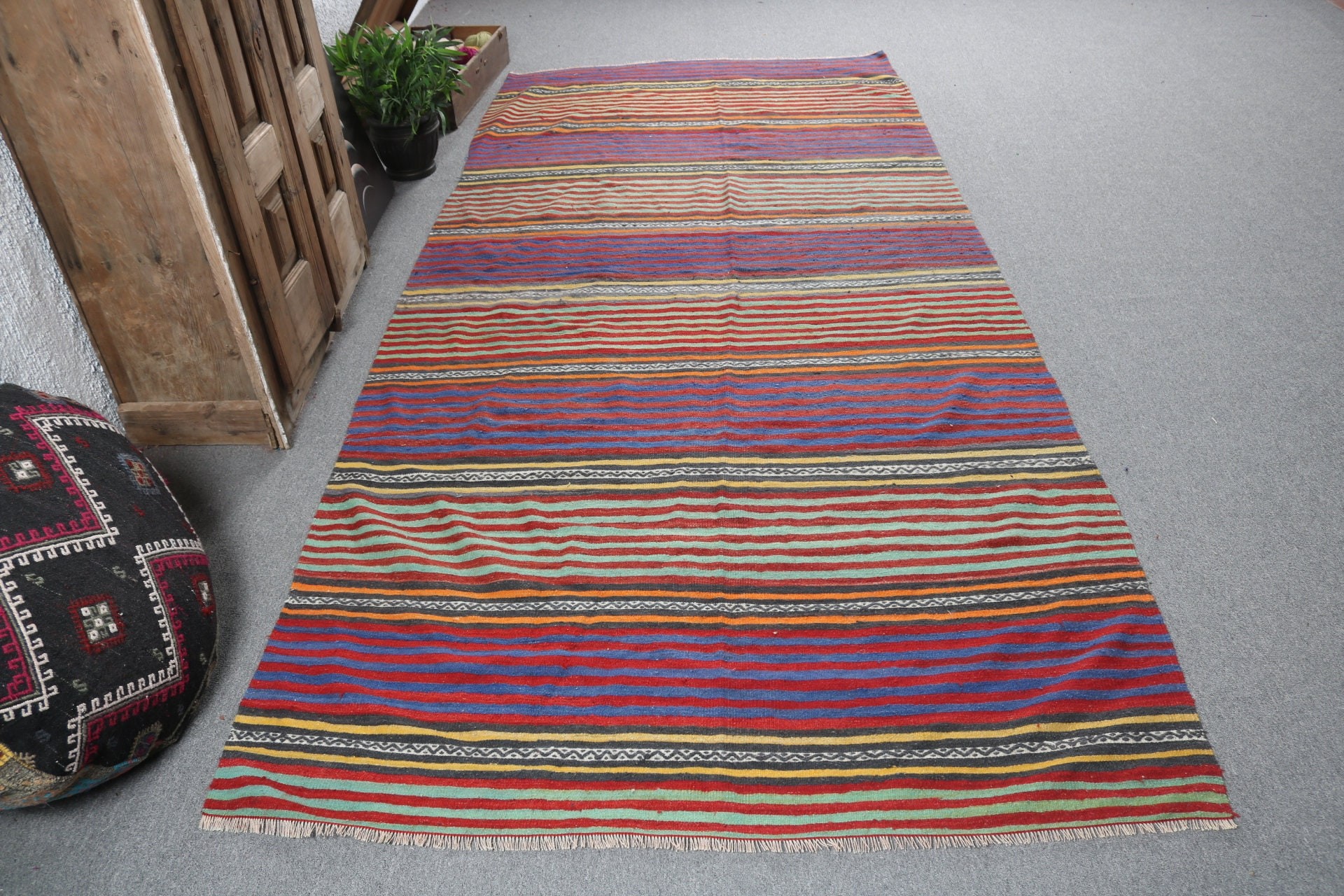 Vintage Rug, 5x11 ft Large Rug, Purple Geometric Rugs, Handwoven Rugs, Turkish Rug, Large Oushak Rugs, Moroccan Rugs, Salon Rug, Kilim