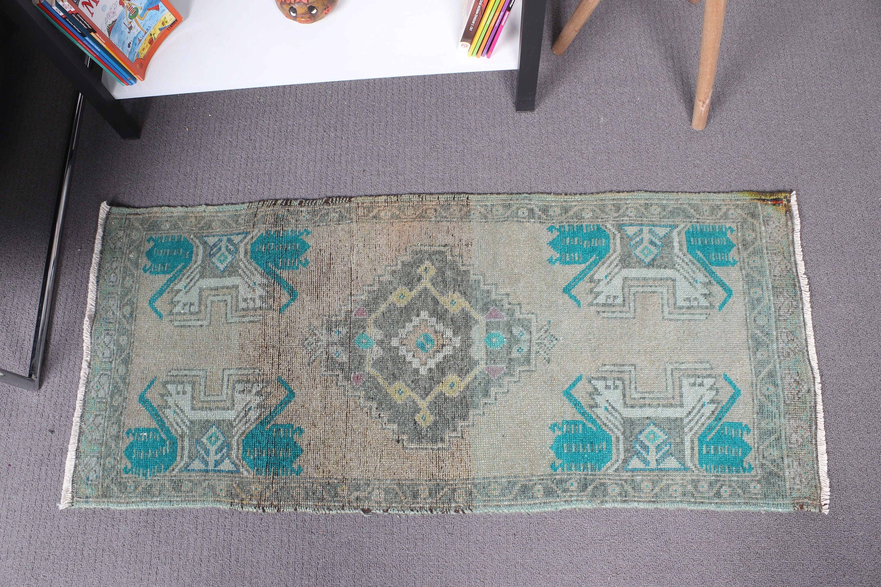 Antique Rugs, Home Decor Rugs, Brown Flatweave Rug, Small Boho Rug, Vintage Rugs, 1.6x3.6 ft Small Rug, Turkish Rug, Bathroom Rug