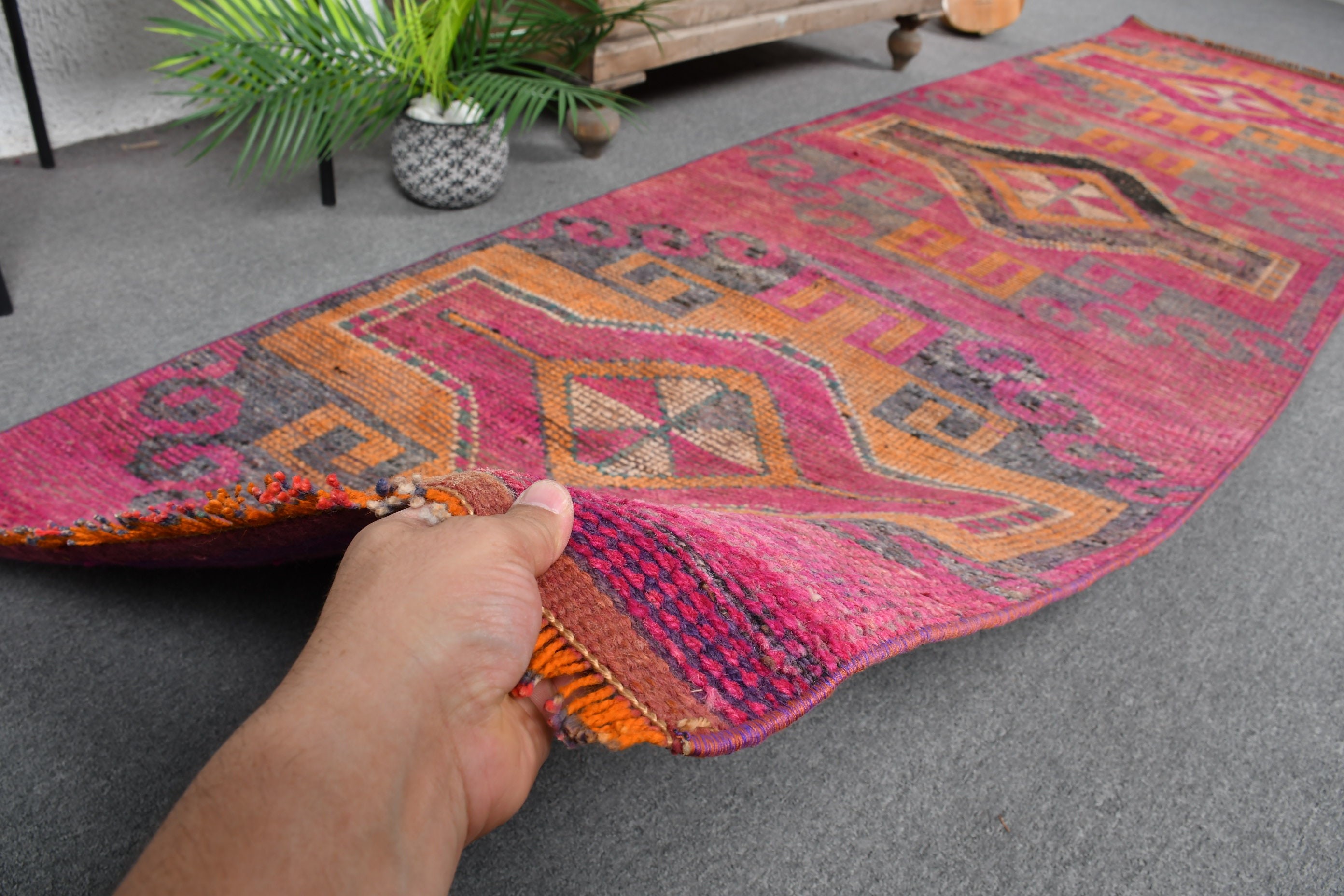Purple Oushak Rug, Vintage Rugs, 3x10.1 ft Runner Rugs, Turkish Rugs, Kitchen Rugs, Pastel Rug, Anatolian Rug, Cool Rug, Rugs for Hallway