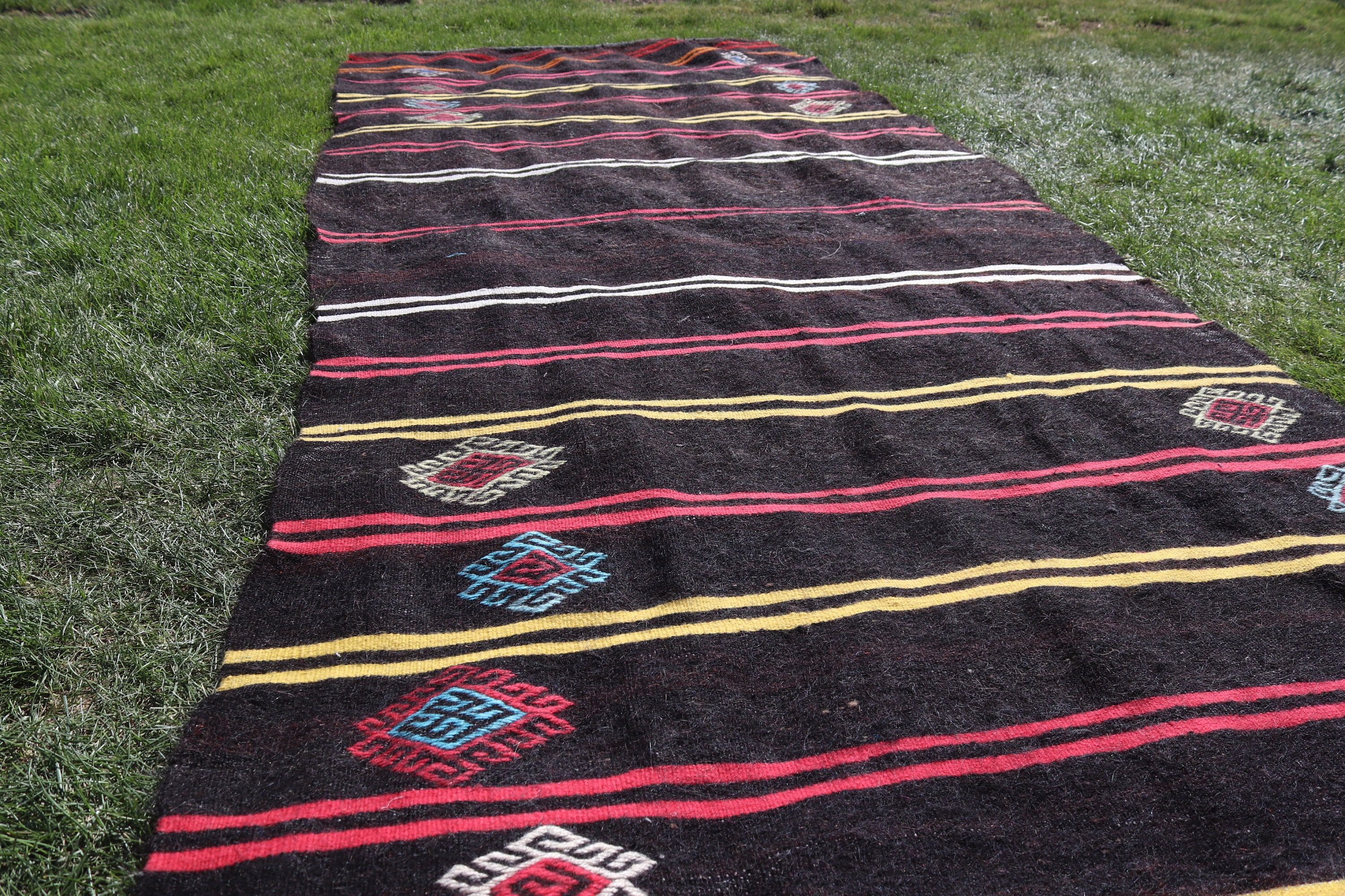 4.1x10.8 ft Runner Rugs, Boho Rugs, Pink Statement Rugs, Vintage Rugs, Turkish Rugs, Kilim, Kitchen Rug, Corridor Rug, Long Runner Rug