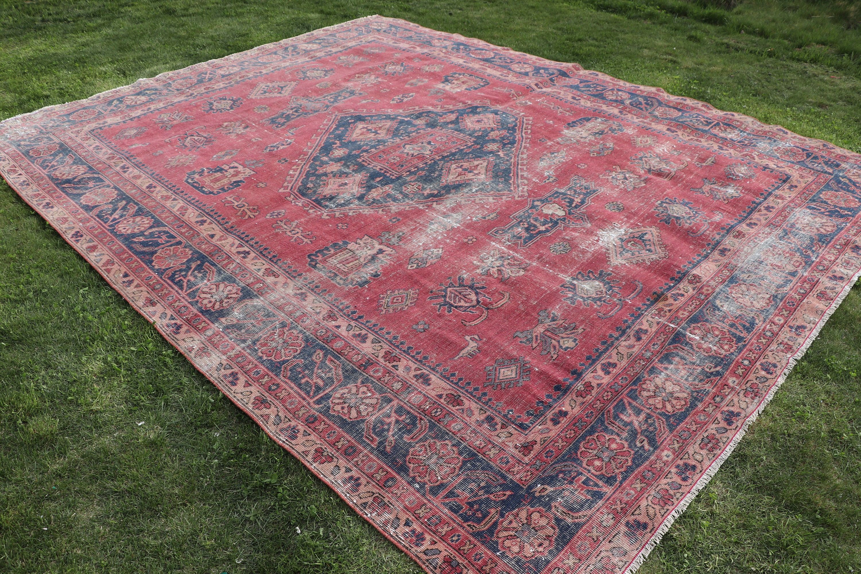 Antique Rugs, Oversize Vintage Rugs, 8.6x11 ft Oversize Rug, Living Room Rug, Vintage Rug, Turkish Rug, Red Luxury Rugs, Neutral Rugs