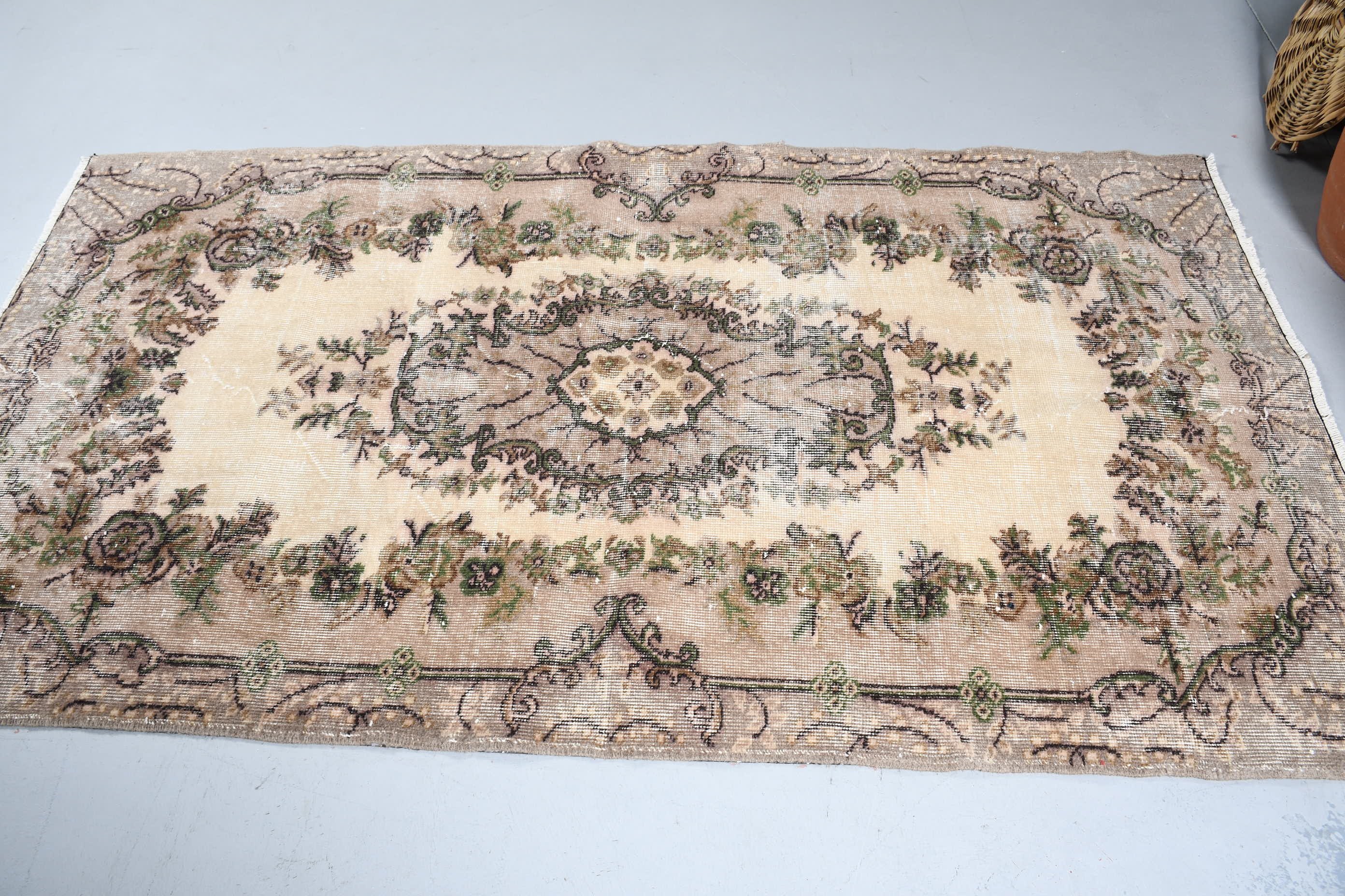 3.9x7.2 ft Area Rug, Home Decor Rug, Beige Floor Rugs, Rugs for Bedroom, Vintage Rugs, Bedroom Rug, Turkish Rugs, Dining Room Rug, Art Rug