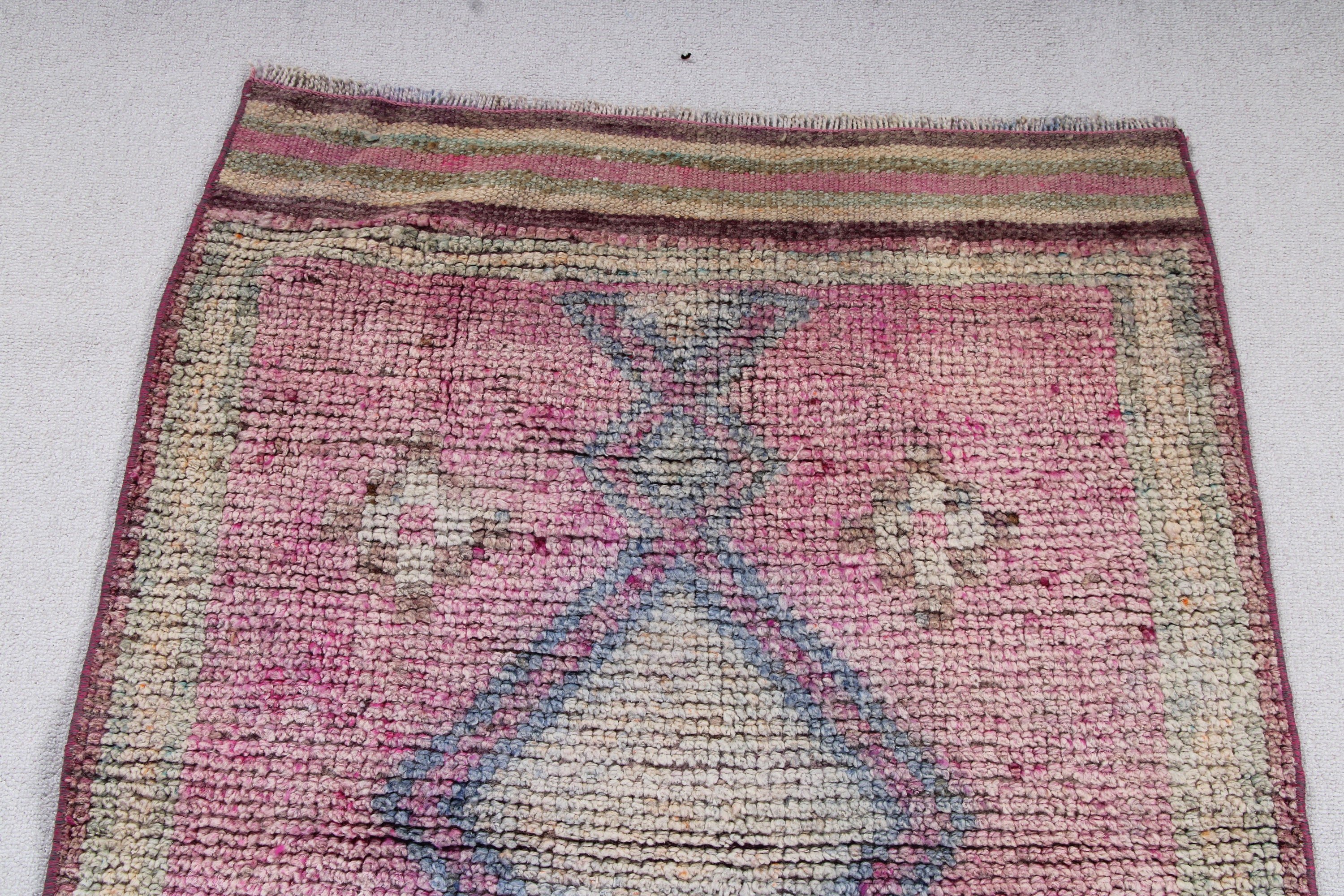 Turkish Rug, Turkey Rug, Vintage Rugs, Neutral Rugs, 2.8x10.6 ft Runner Rugs, Oriental Rugs, Beni Ourain Runner Rugs, Pink Kitchen Rugs