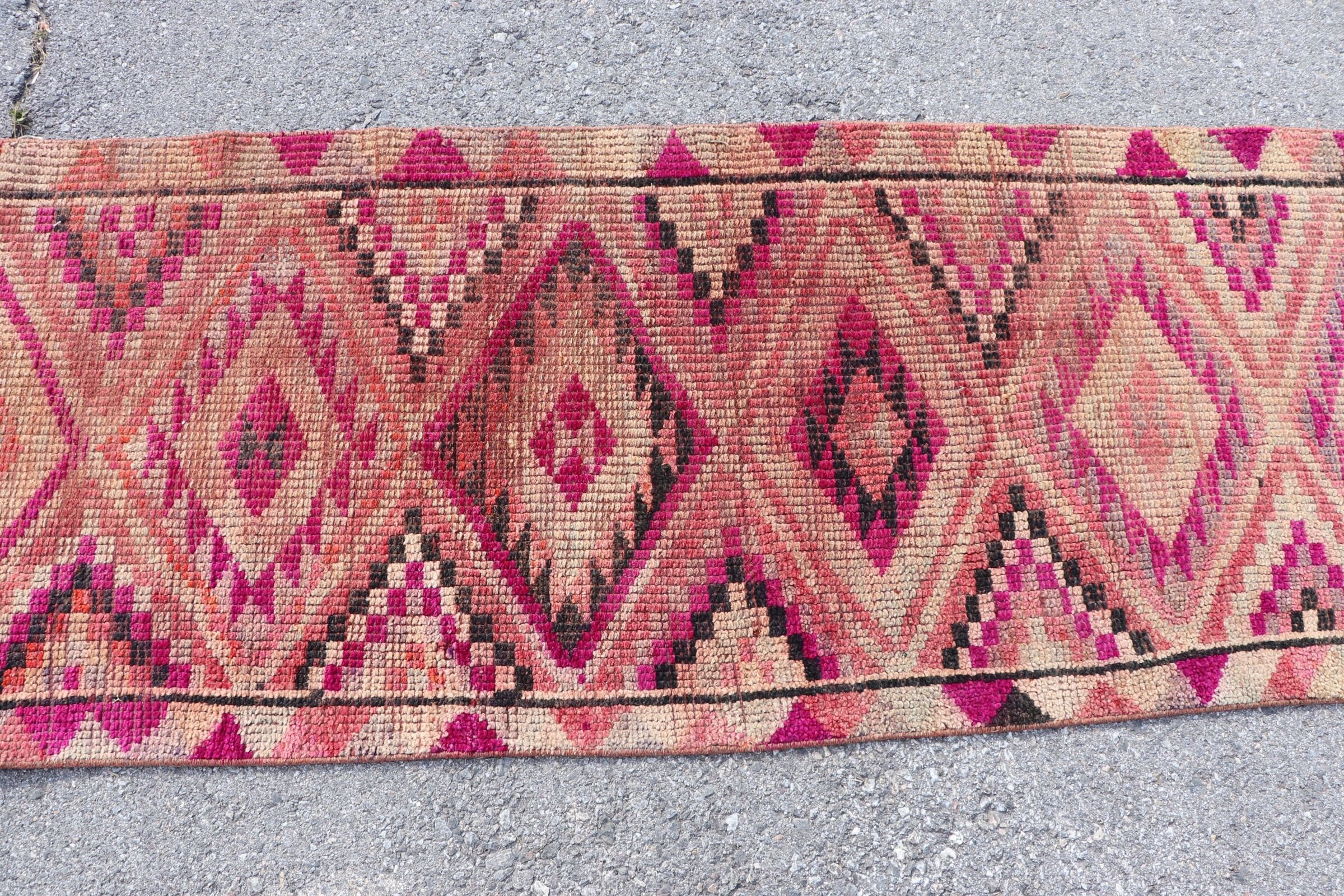 Turkish Rugs, Vintage Rug, Corridor Rugs, 2.6x10 ft Runner Rug, Old Rug, Rugs for Hallway, Pink Bedroom Rug, Home Decor Rug