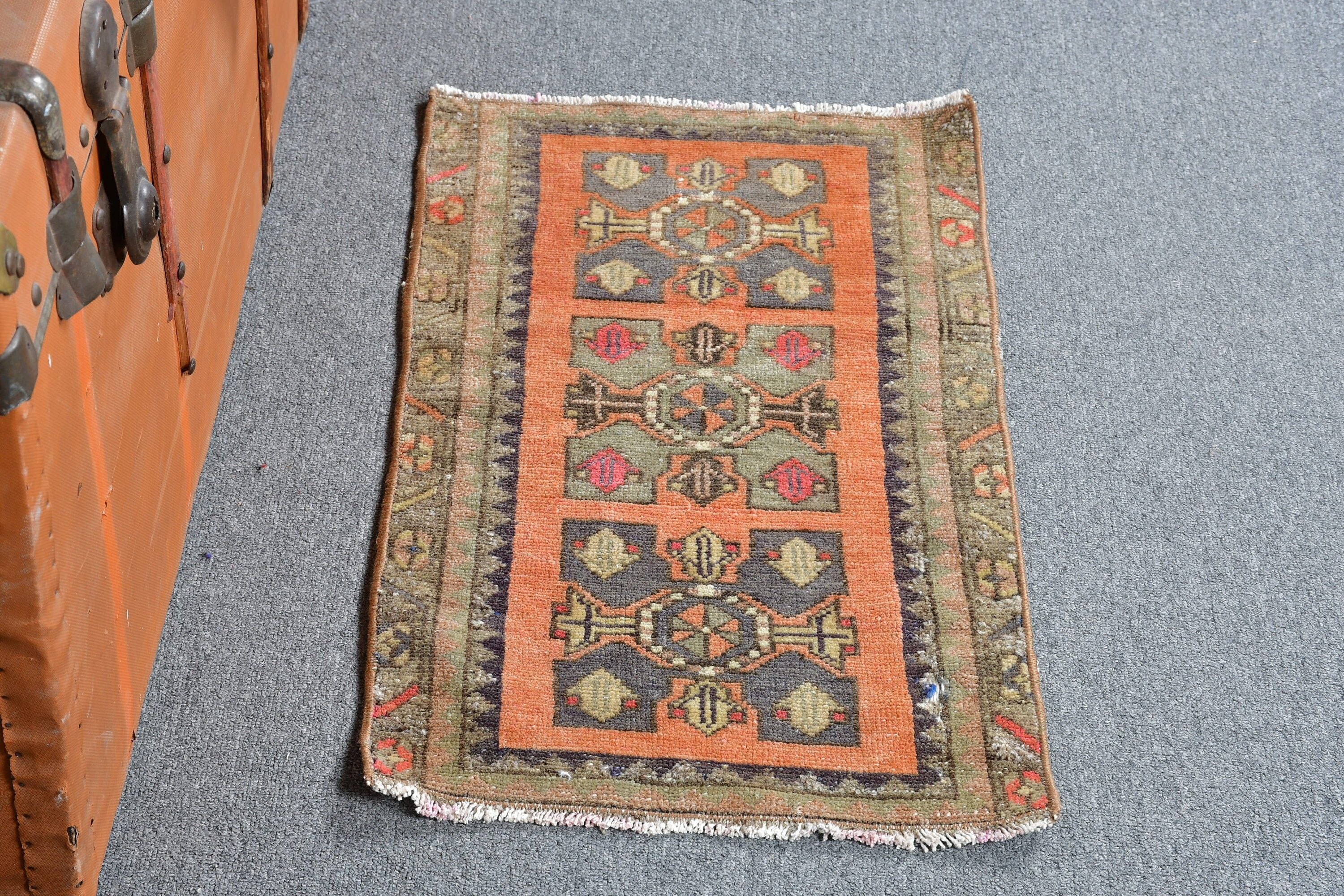 Turkish Rug, 1.4x2.3 ft Small Rug, Vintage Rug, Oriental Rug, Wall Hanging Rugs, Brown Wool Rug, Floor Rug, Bathroom Rugs, Bohemian Rug