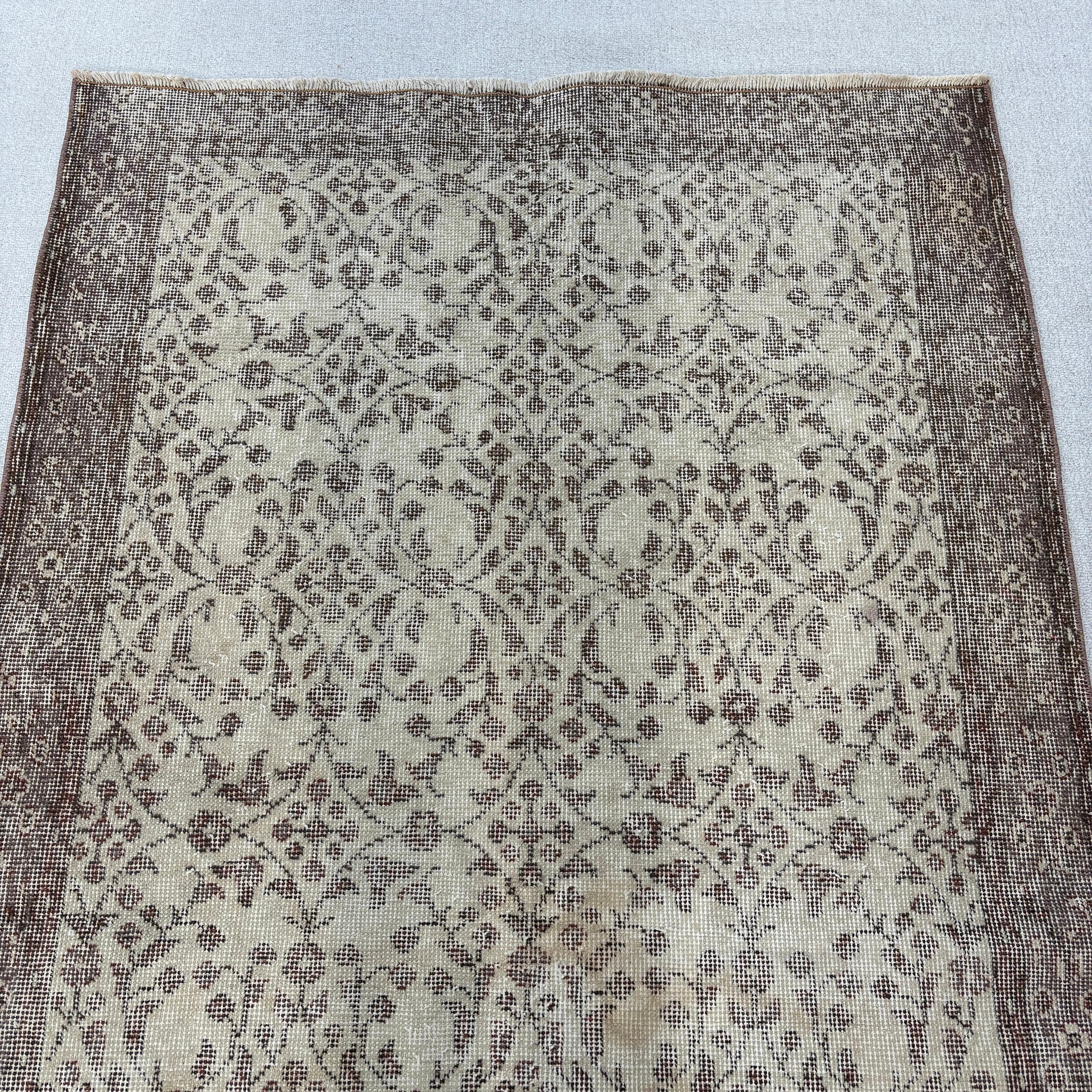 Bej Oryantal Halı, Çocuk Halısı, Vintage Halılar, Oryantal Halılar, Lüks Halı, Türk Halısı, 3,5x6,3 ft Vurgulu Halılar, Dekoratif Halı, Mutfak Halıları