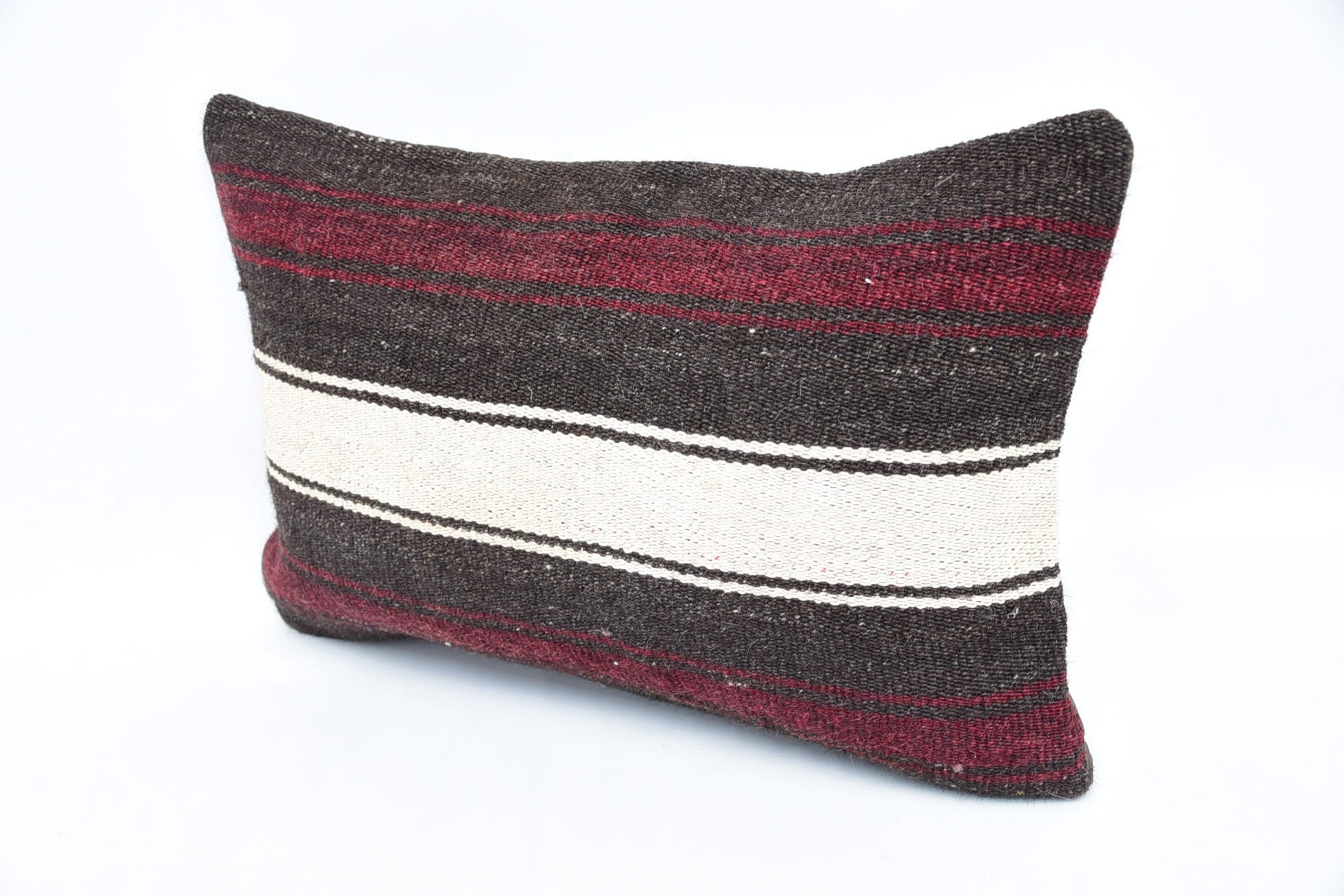 Vintage Kilim Pillow, 16"x24" Brown Pillow Sham, Interior Designer Pillow, Bench Pillow Sham, Ethnic Cushion, Kilim Pillow