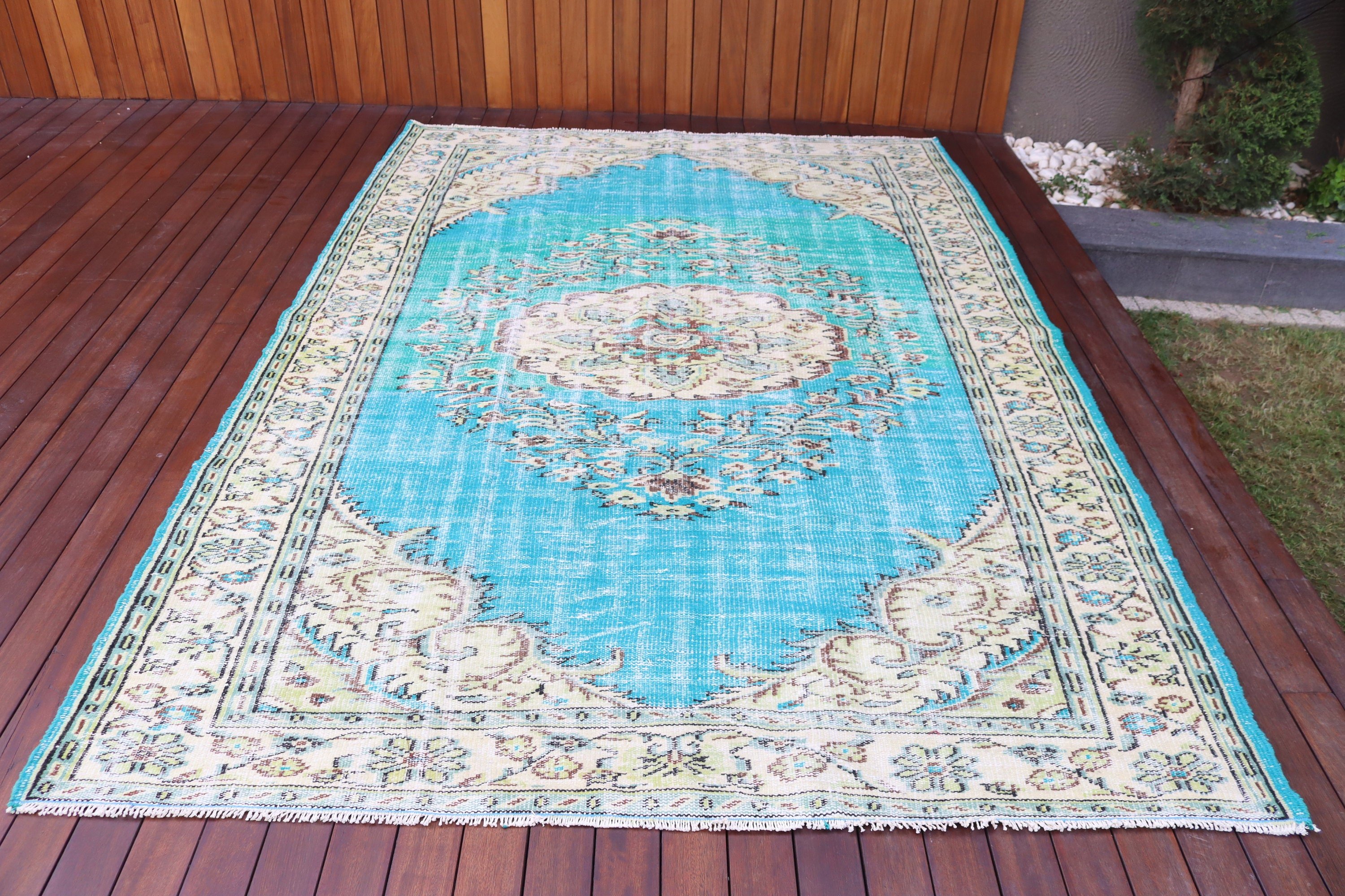 Büyük Oushak Halıları, Yatak Odası Halıları, Yeşil Antika Halılar, Büyük Boho Halısı, Türk Halıları, 5,6x9,8 ft Büyük Halı, Vintage Halılar, Geometrik Halılar