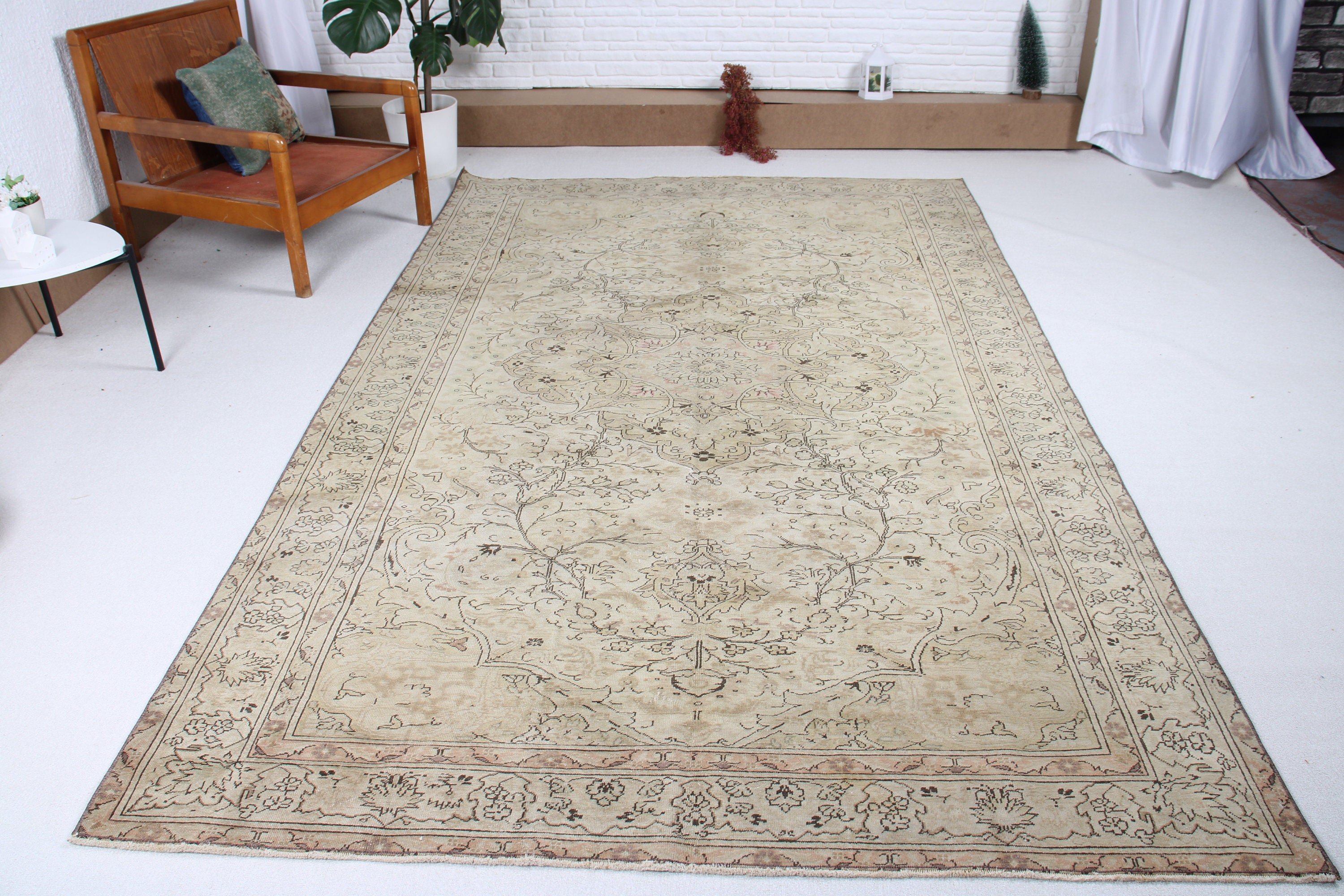 6.1x9.9 ft Büyük Halılar, Vintage Halı, Salon Halıları, Türk Halısı, Bej Mutfak Halısı, Anadolu Halısı, Lüks Halı, Büyük Boho Halısı, Oryantal Halılar