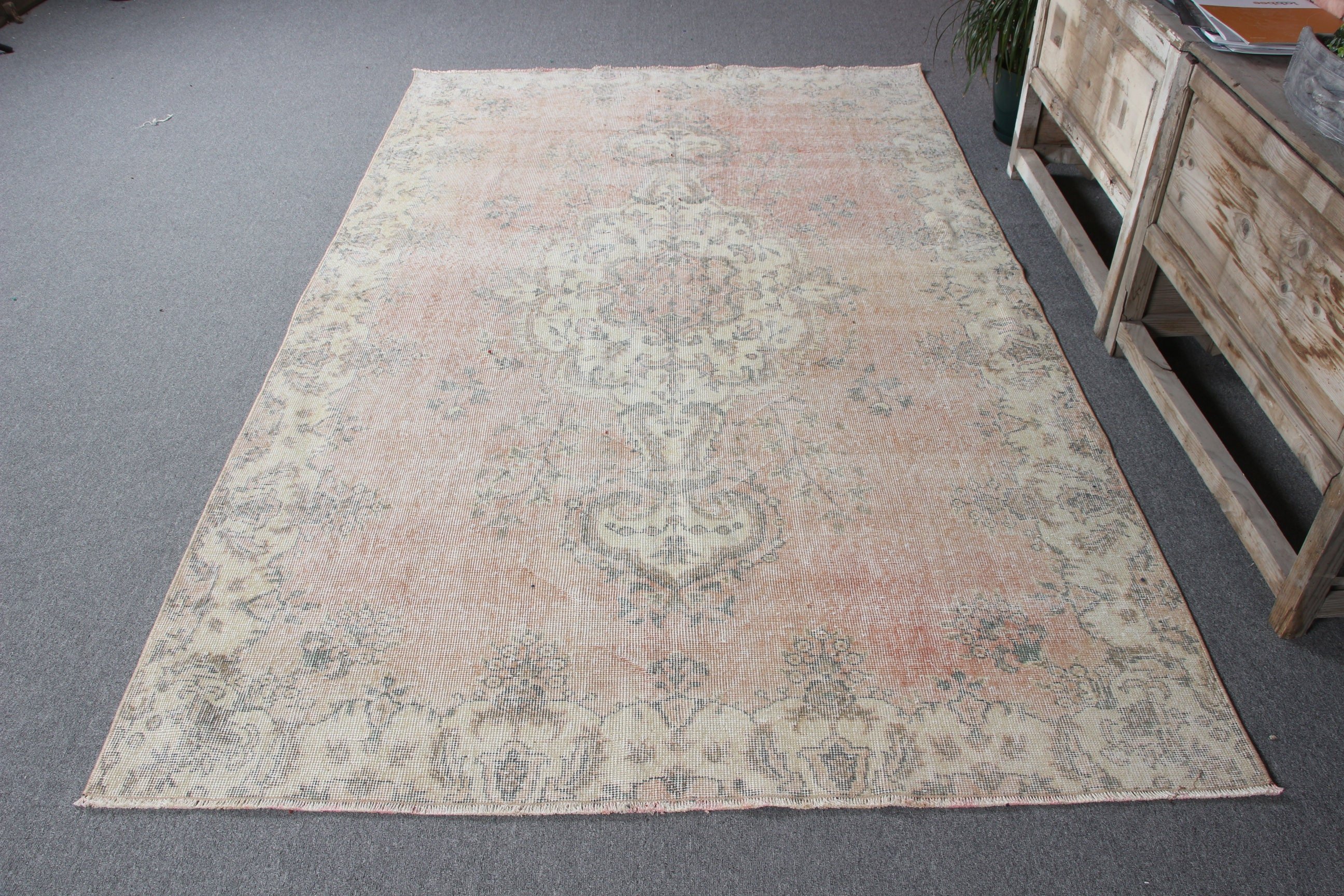 Lüks Halılar, Büyük Vintage Halılar, Türk Halısı, Vintage Halı, Bej Soğuk Halı, Oturma Odası Halısı, Boho Halısı, Fas Halıları, 5.2x8.5 ft Büyük Halı