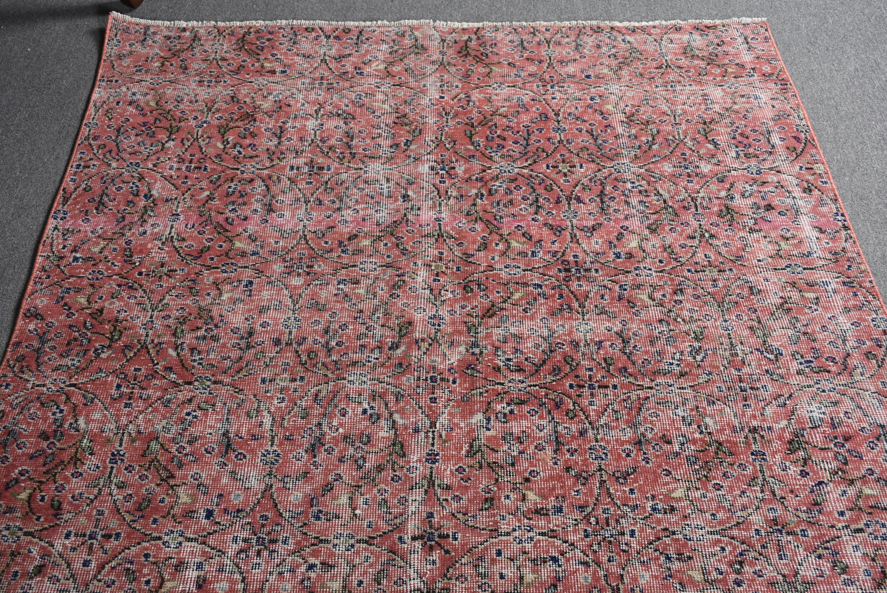 Home Decor Rugs, Red Anatolian Rug, 4.9x8.3 ft Large Rug, Dining Room Rug, Muted Rug, Vintage Rug, Oushak Rugs, Salon Rug, Turkish Rug