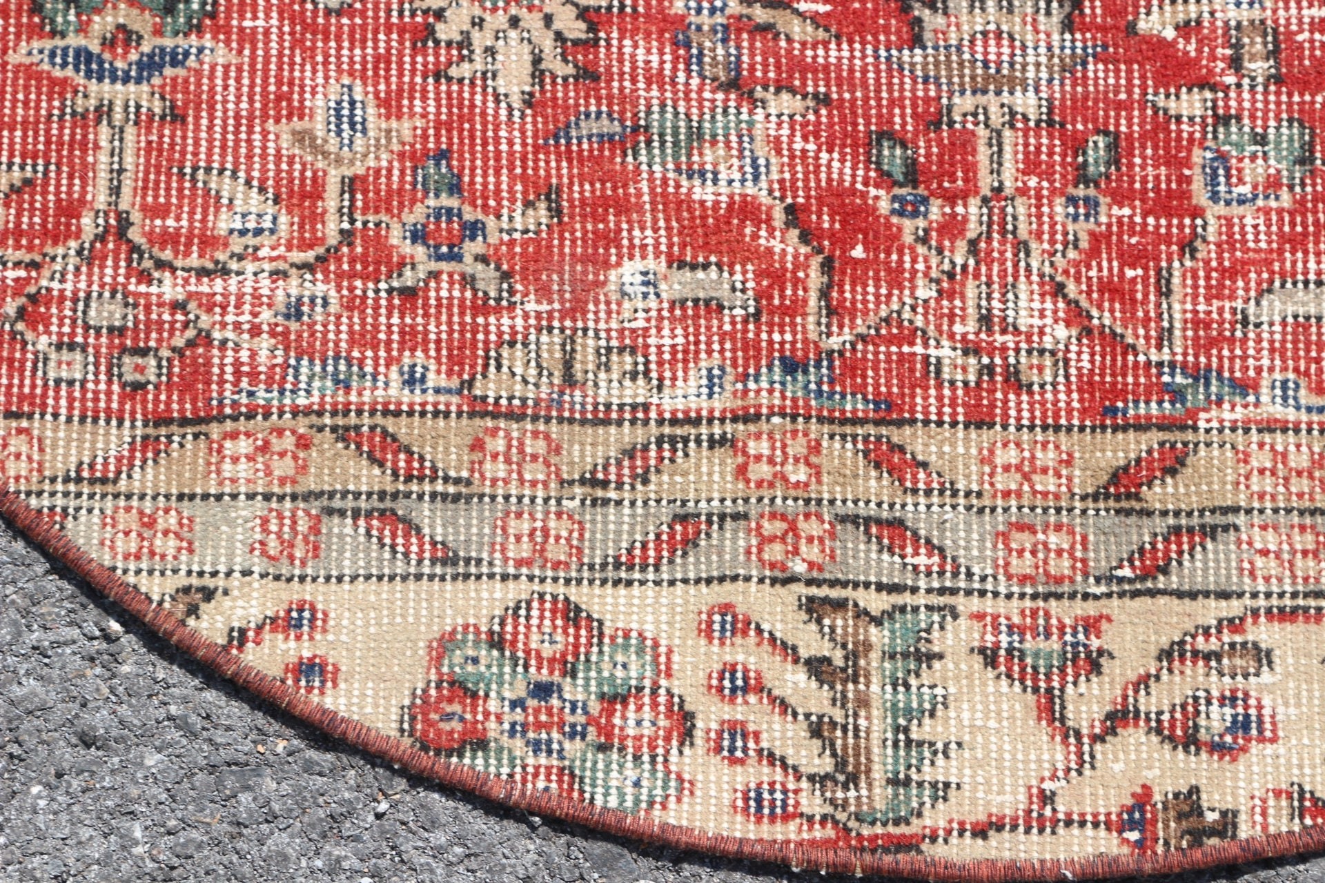 Vintage Rug, Nursery Rug, Red Anatolian Rug, 3.6x3.5 ft Small Rug, Rugs for Bathroom, Floor Rug, Turkish Rugs, Entry Rugs, Antique Rug