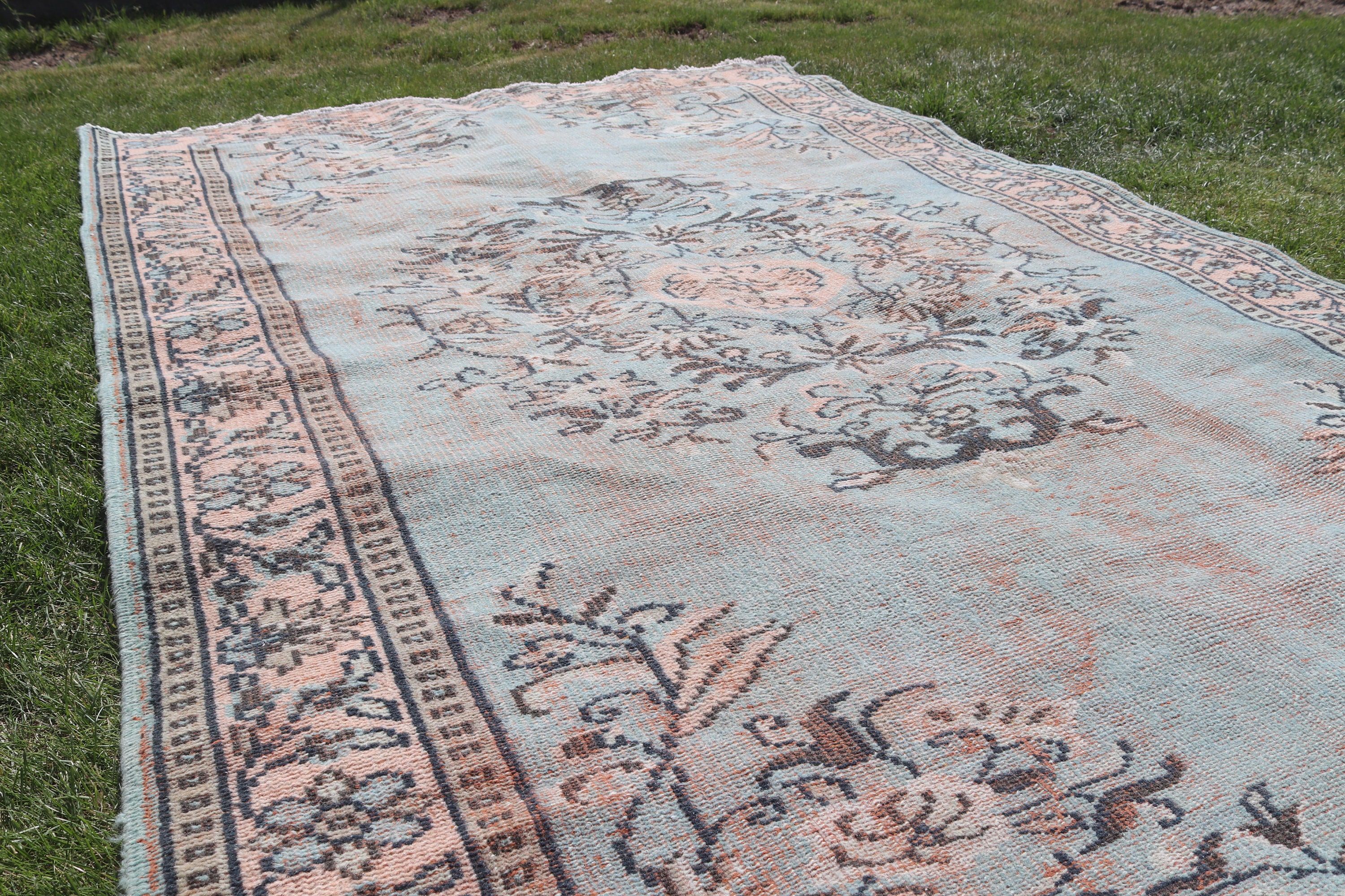 5.3x8.6 ft Büyük Halı, Oturma Odası Halısı, Türk Halıları, Oushak Halıları, Büyük Boho Halısı, Turuncu Oryantal Halı, Düz Dokuma Halıları, Vintage Halı