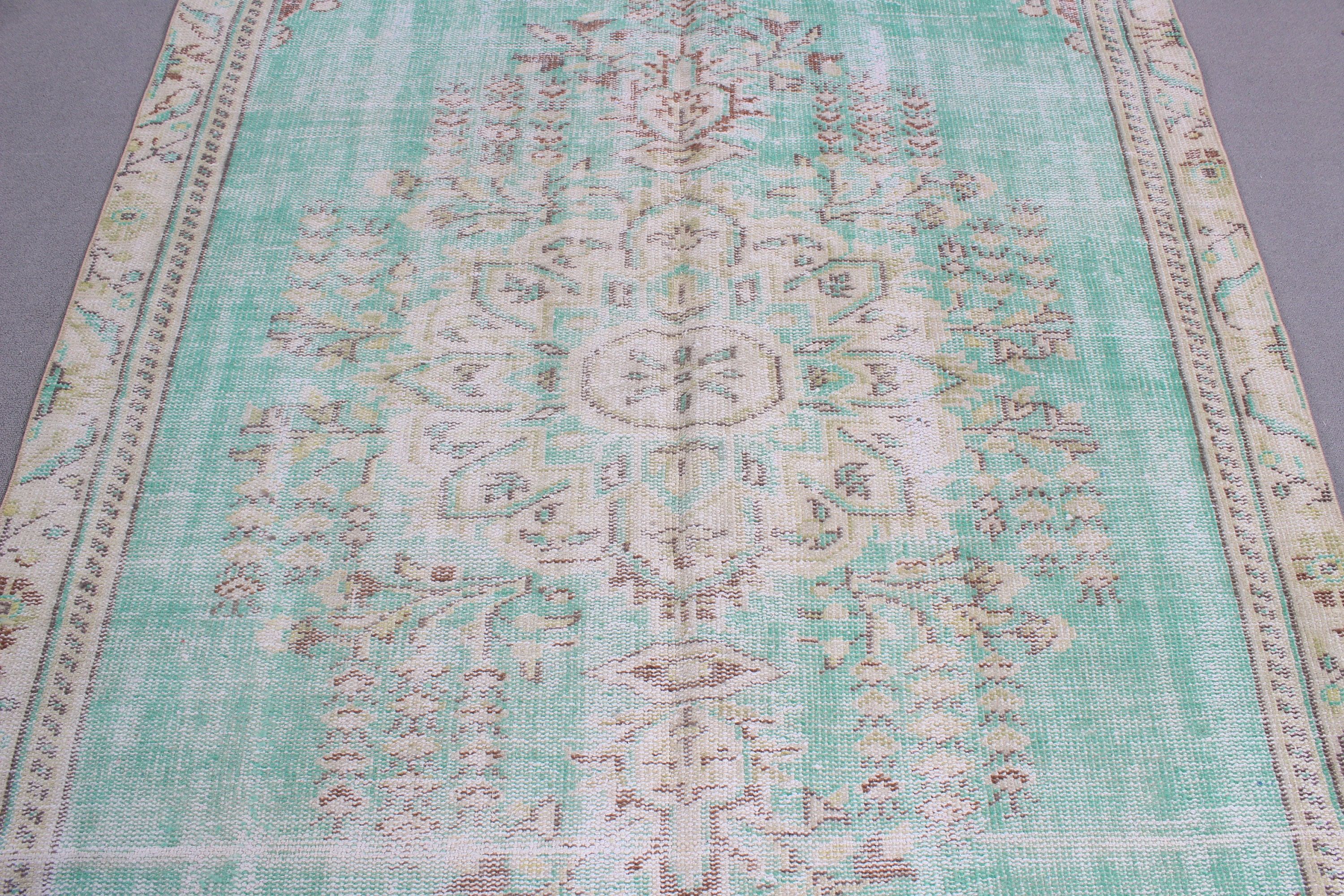 Dining Room Rugs, Large Vintage Rugs, Cool Rug, Exotic Rug, Statement Rugs, 5x9.3 ft Large Rugs, Green Modern Rug, Turkish Rug, Vintage Rug