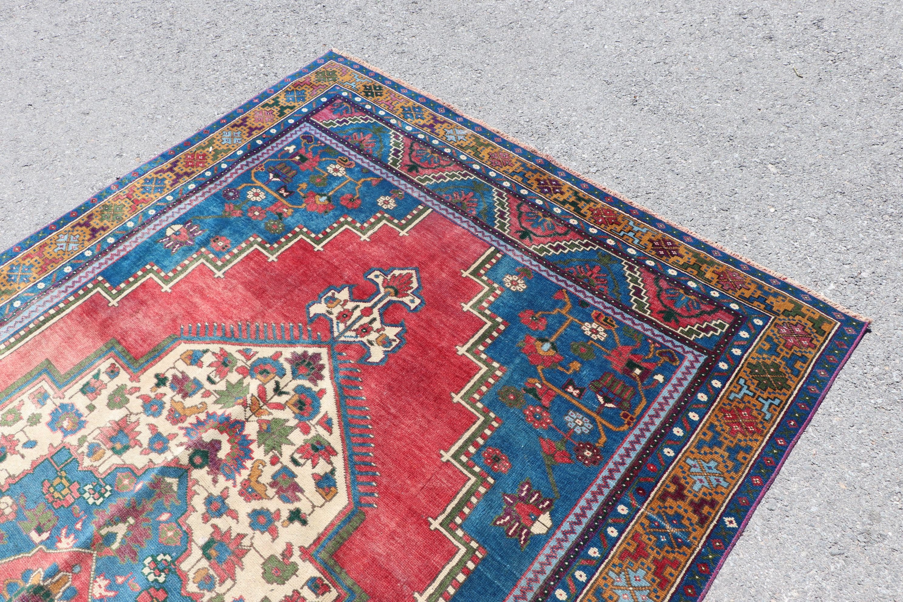 Kırmızı Oushak Halı, Vintage Halı, Yün Halı, 5.7x10 ft Büyük Halı, Yatak Odası Halıları, Anadolu Halısı, Türk Halısı, Salon Halıları, Yemek Odası Halısı