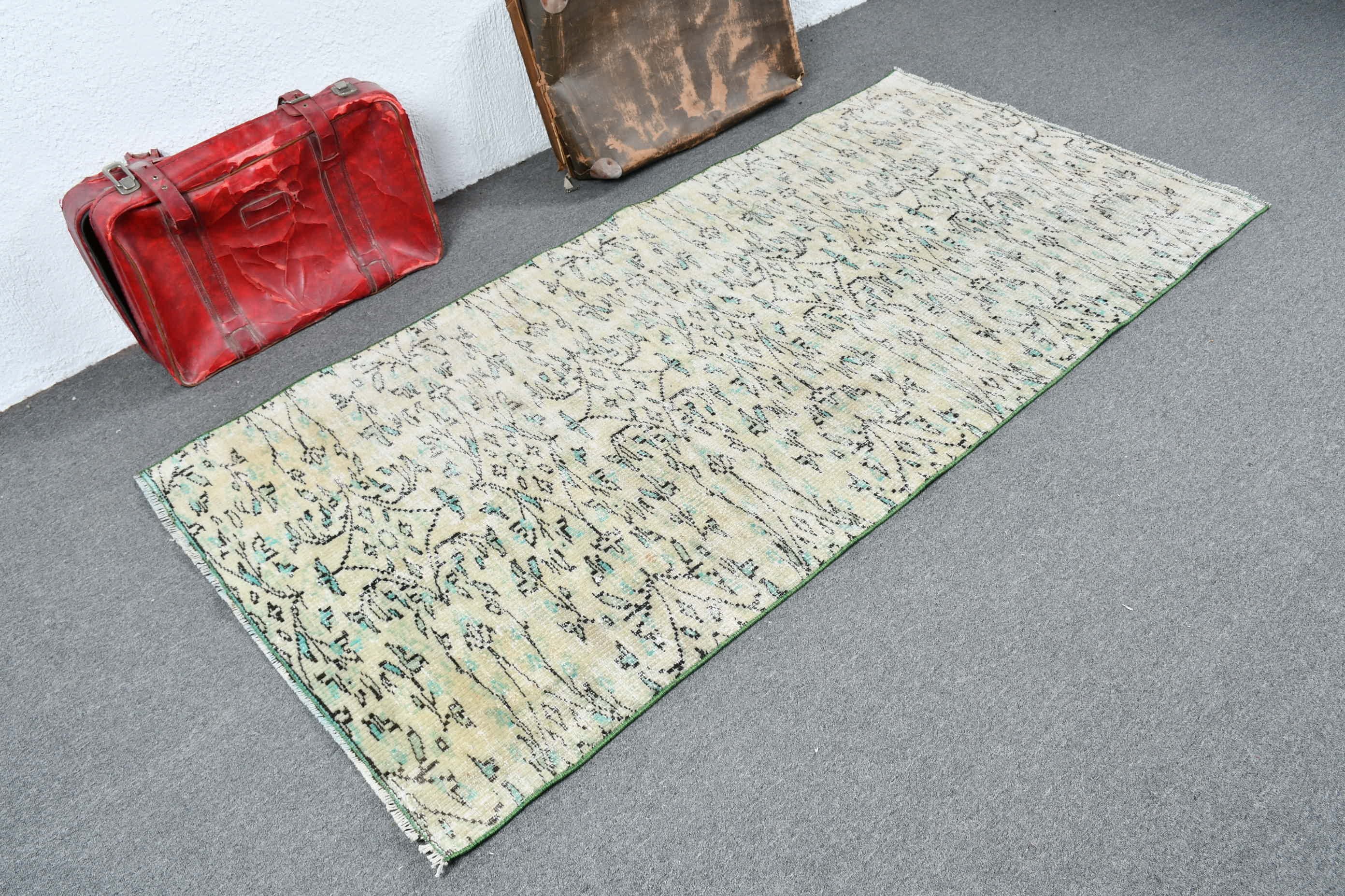 Bedroom Rugs, 3.4x7.2 ft Area Rugs, Dining Room Rug, Vintage Rug, Indoor Rug, Antique Rug, Turkish Rugs, Green Cool Rugs, Rugs for Nursery