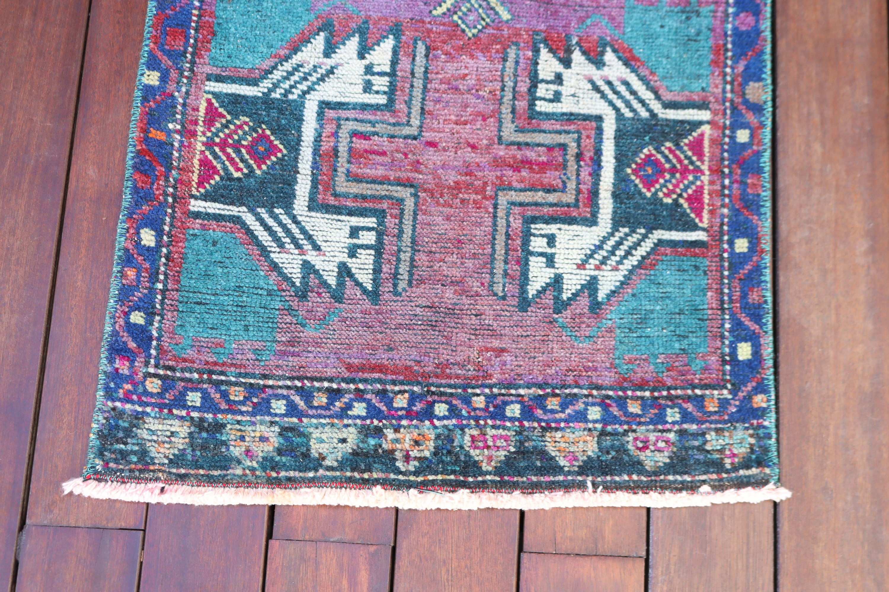 1.6x3.8 ft Küçük Halılar, Banyo Halısı, Mutfak Halısı, Mor Fas Halıları, El Dokuma Halıları, Vintage Halı, Türk Halıları, Açıklama Halıları, Boho Halısı