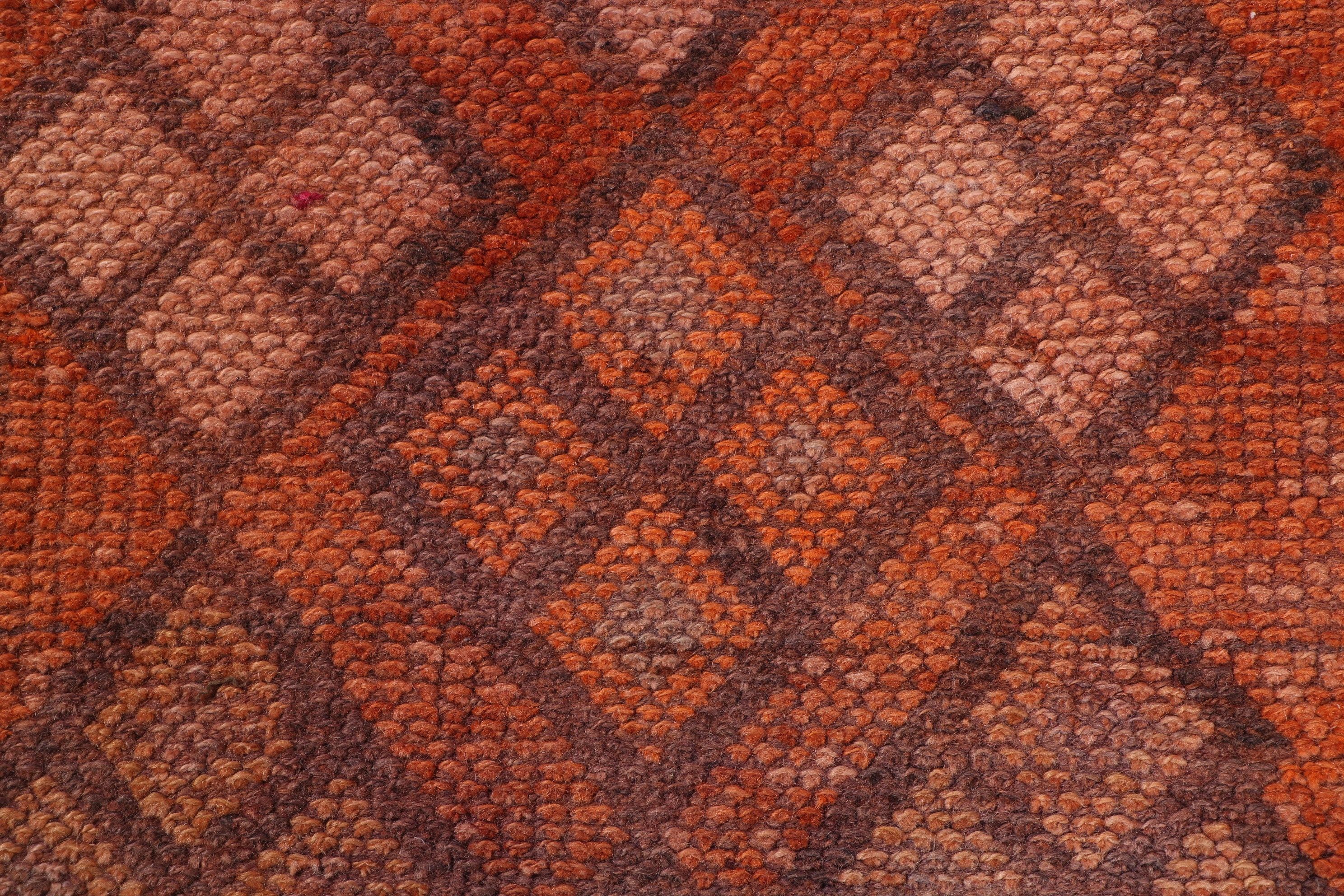 Geometric Rug, Corridor Rug, Vintage Rug, Turkish Rugs, Luxury Rugs, Beni Ourain Runner Rug, 2.5x11.3 ft Runner Rugs, Orange Wool Rugs