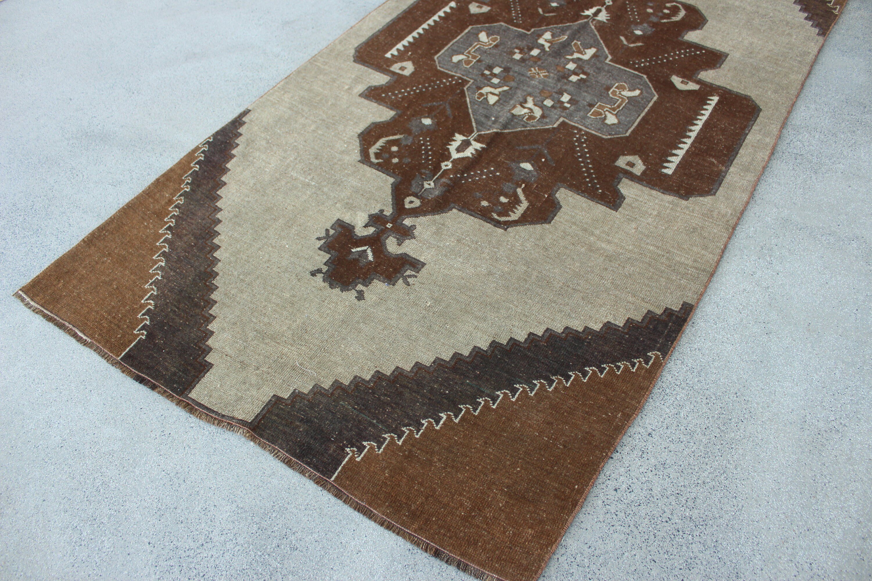 Turkish Rugs, Home Decor Rug, Floor Rug, Beige  4.1x9.1 ft Area Rugs, Indoor Rugs, Aztec Rug, Vintage Rug, Kitchen Rugs