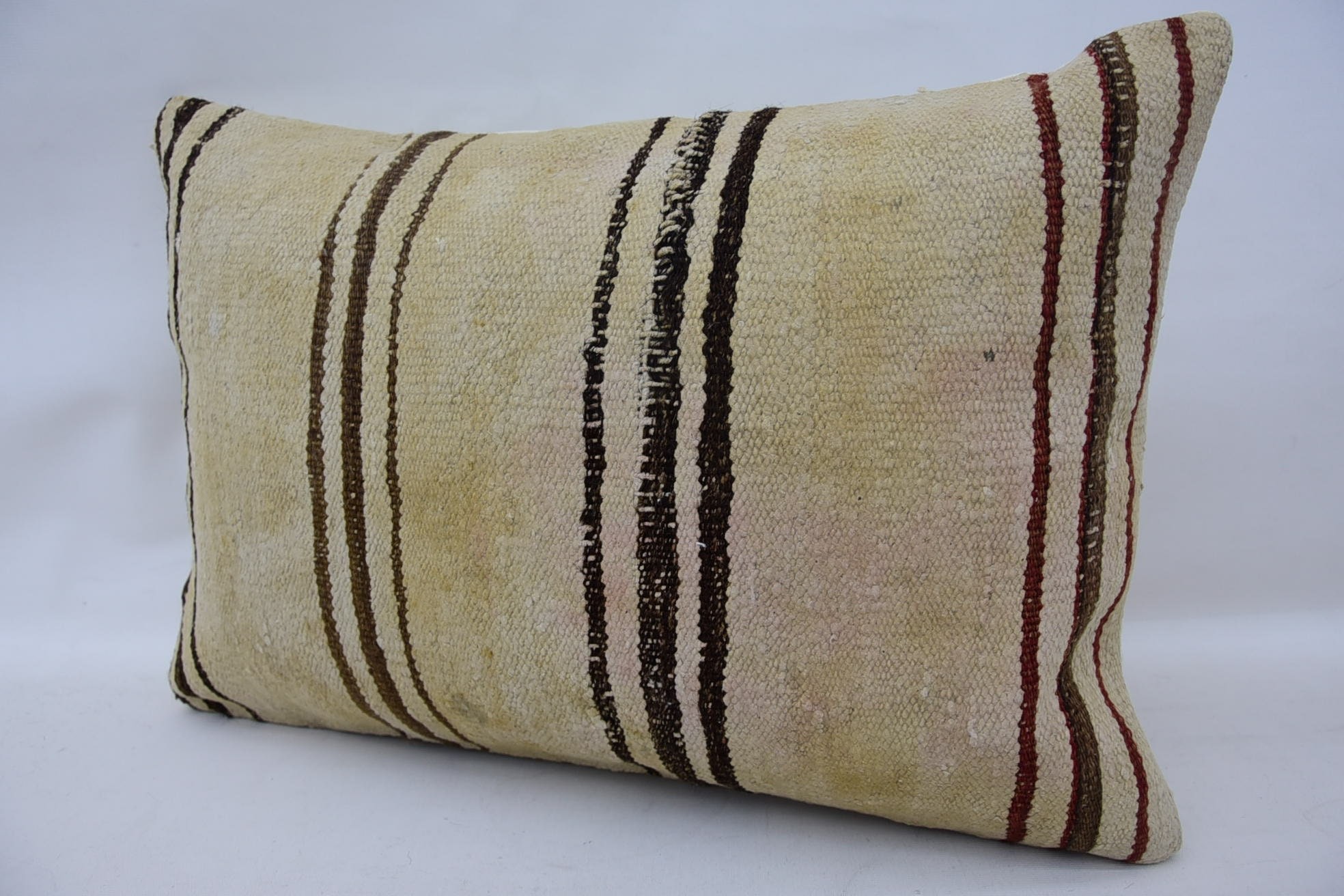 Vintage Kilim Pillow, Decorative Bolster Cushion Case, Vintage Pillow, 16"x24" Beige Cushion Cover, Home Decor Pillow, Ethnic Cushion Case