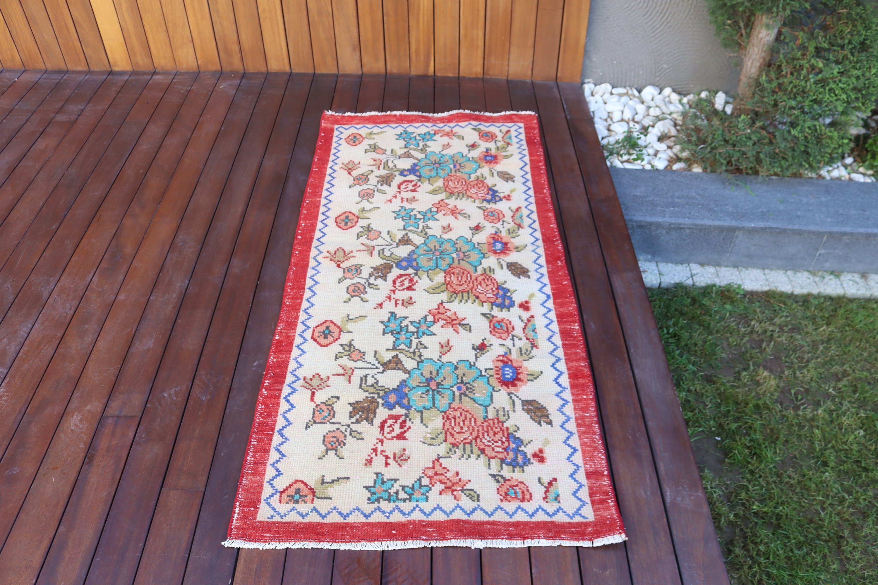 Vintage Rugs, 2.5x4 ft Small Rugs, Cool Rug, Aesthetic Rugs, Turkish Rugs, Kitchen Rugs, Beige Oushak Rug, Bath Rug, Small Vintage Rugs