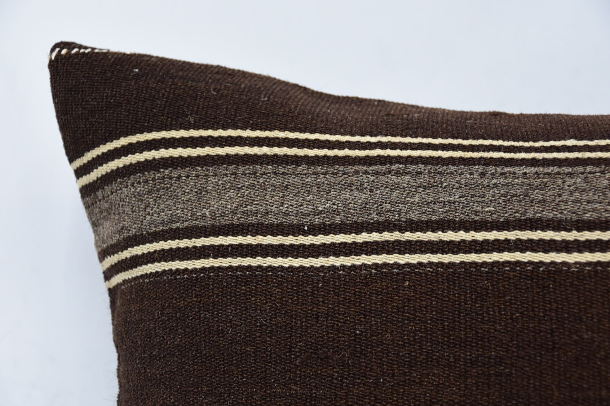 Handmade Pillow Cover, Vintage Pillow, 16"x24" Brown Pillow Sham, Vintage Kilim Throw Pillow, Handmade Kilim Cushion