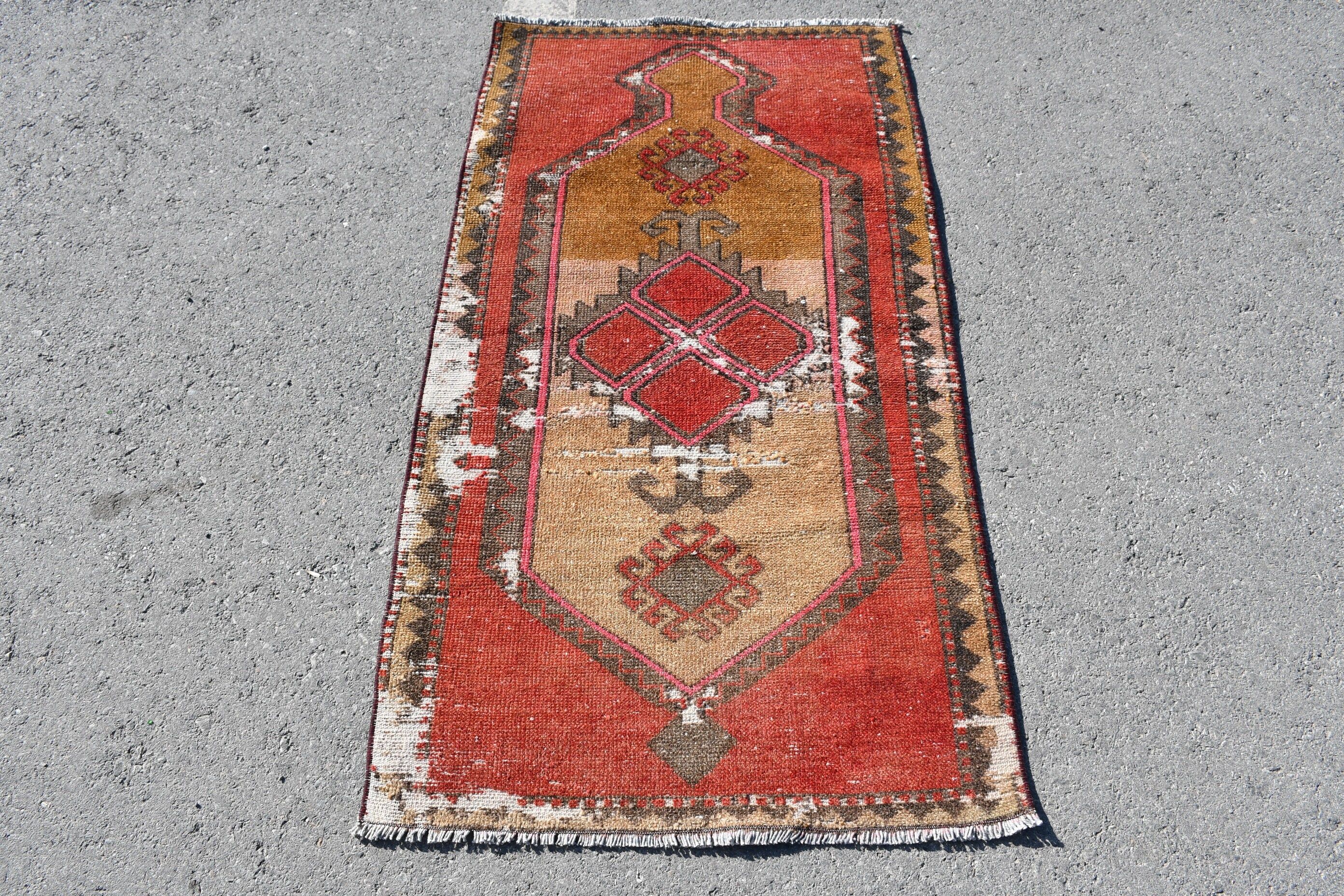 Banyo Halısı, Vintage Halı, Banyo Paspası Boho Halısı, Giriş Halısı, 2.5x4.7 ft Küçük Halı, Duvara Asma Halılar, Renkli Halılar, Türk Halısı, Yün Halı