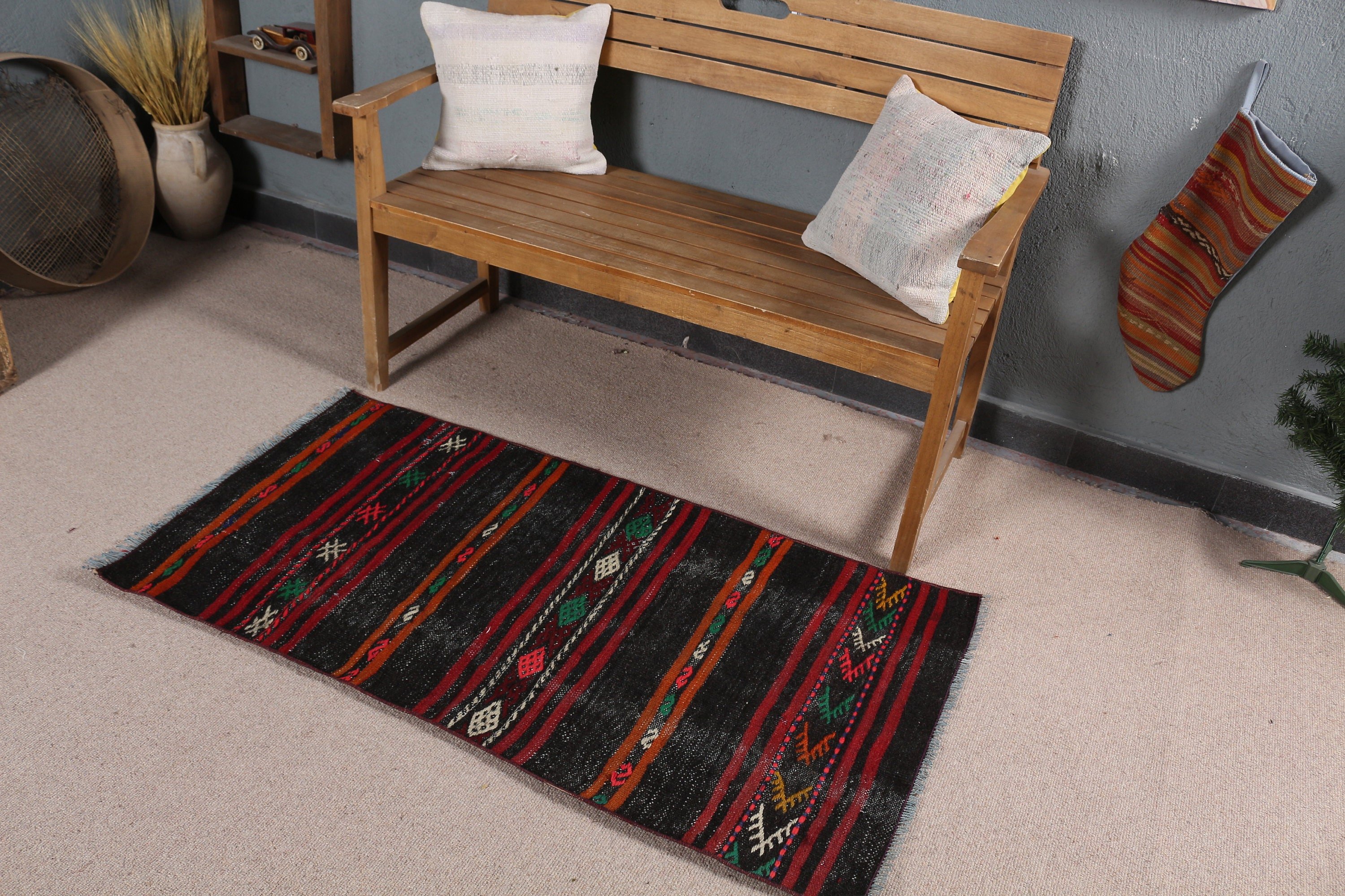 Çocuk Halısı, Kilim, 2.4x4.5 ft Küçük Halı, Türk Halıları, Antika Halı, Araba Paspas Halıları, Siyah Yer Halısı, Vintage Halılar, Sessiz Halı